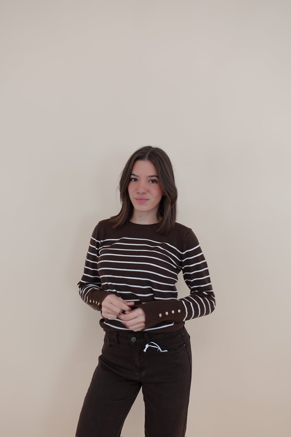 Maglioncino Righette Marrone