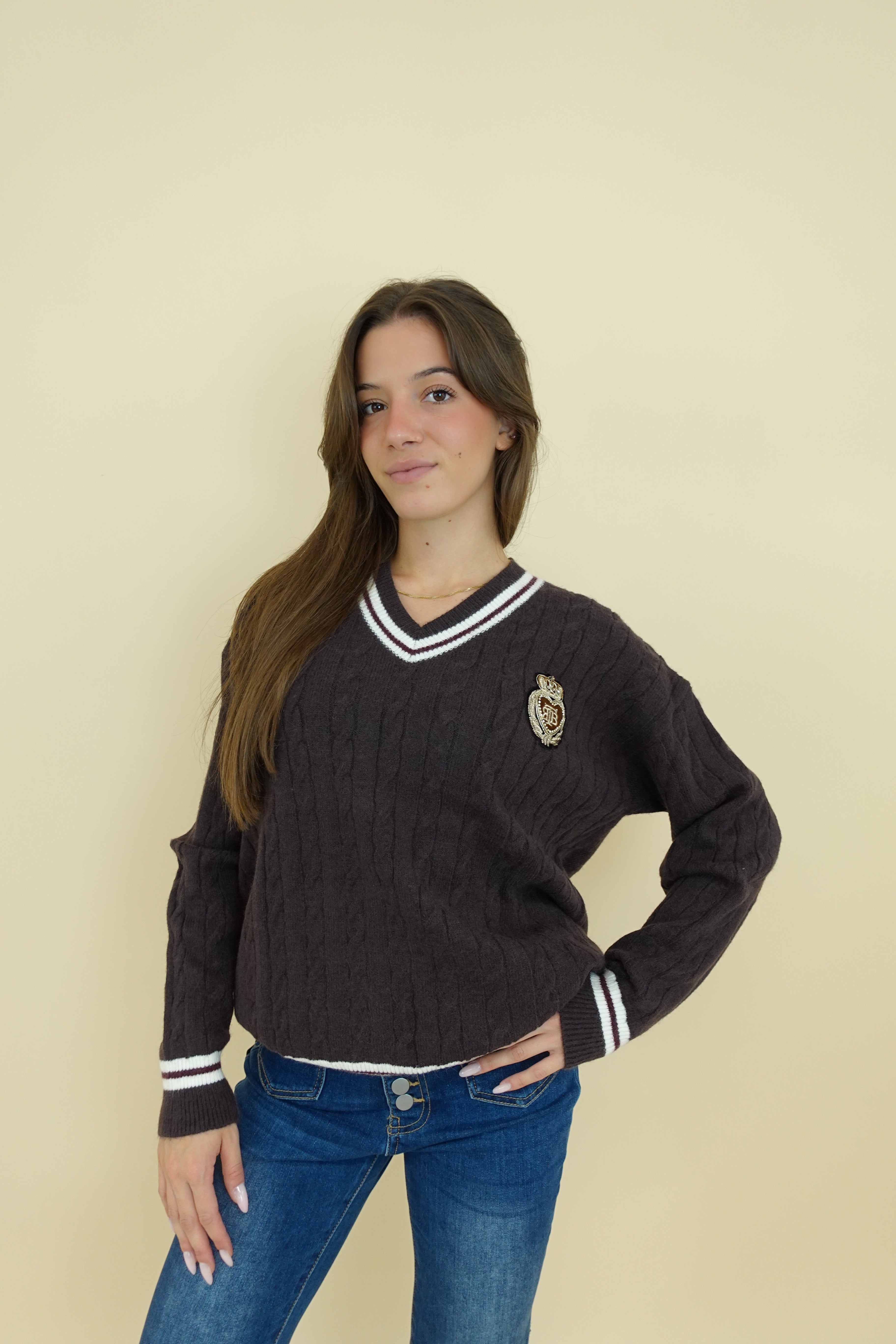 Maglione college brown