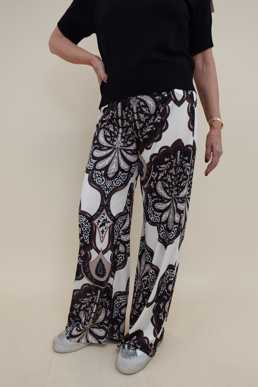 Pantalone Flowers Marrone