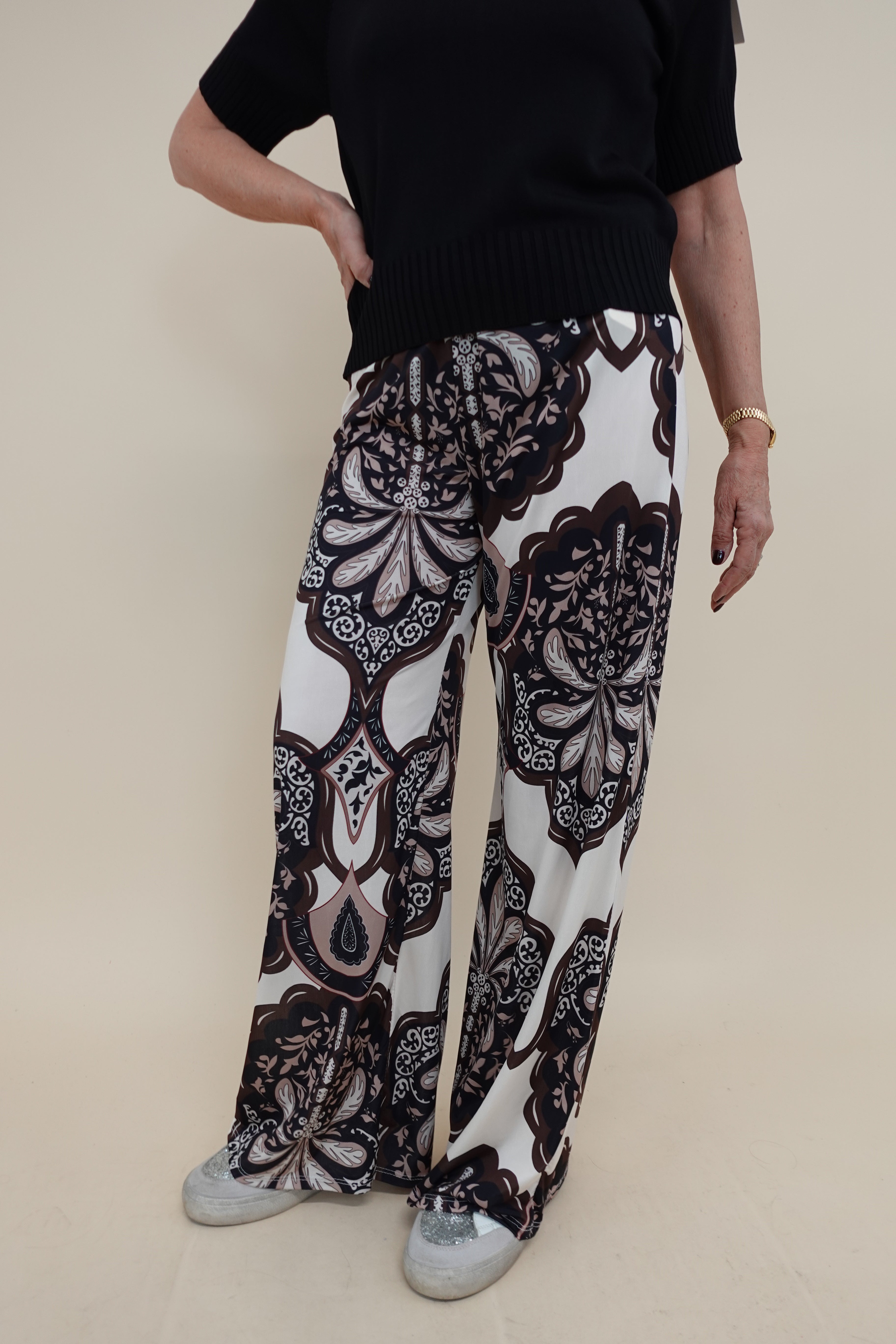 Pantalone Flowers Marrone