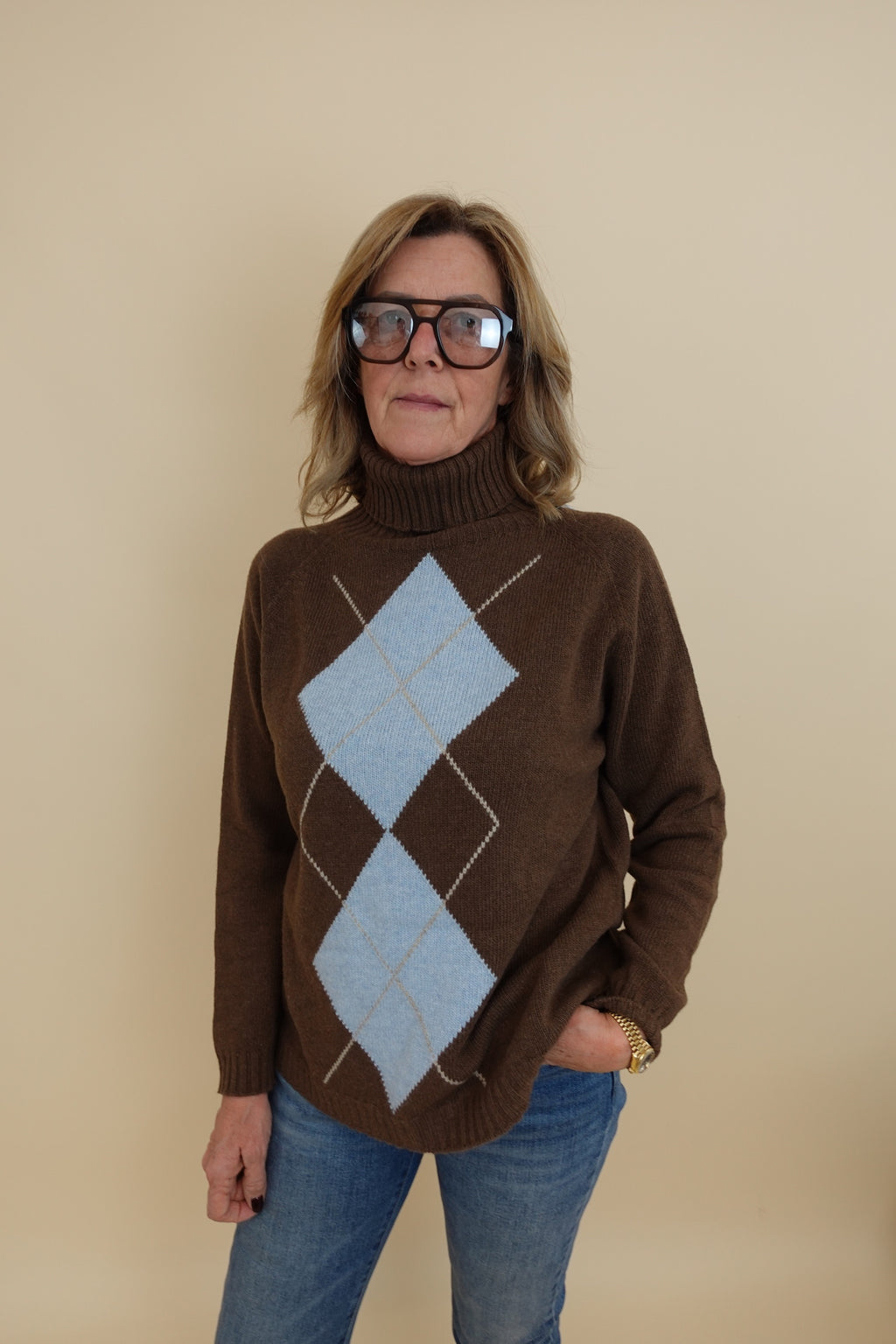 Maglione Rombi Marrone