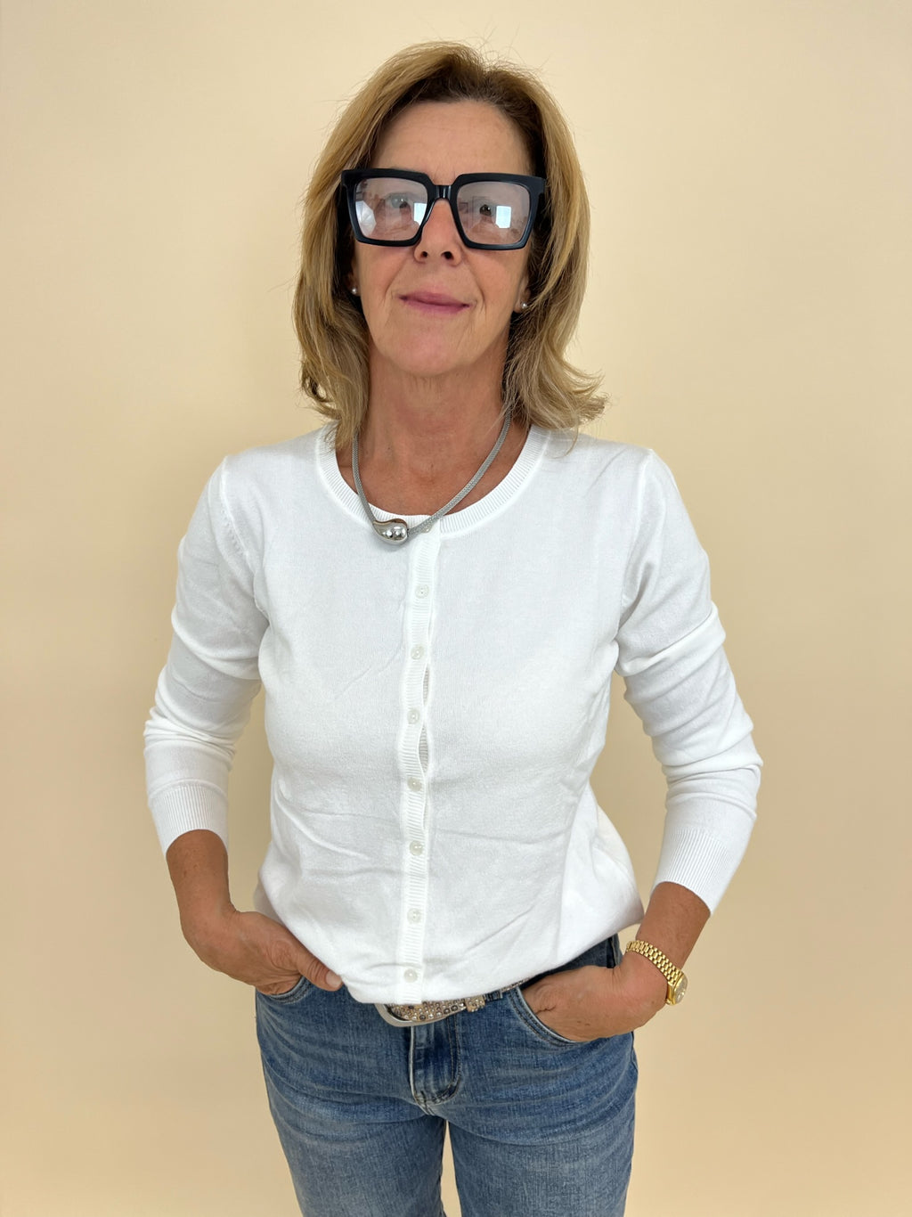 Cardigan Easy Big Bianco