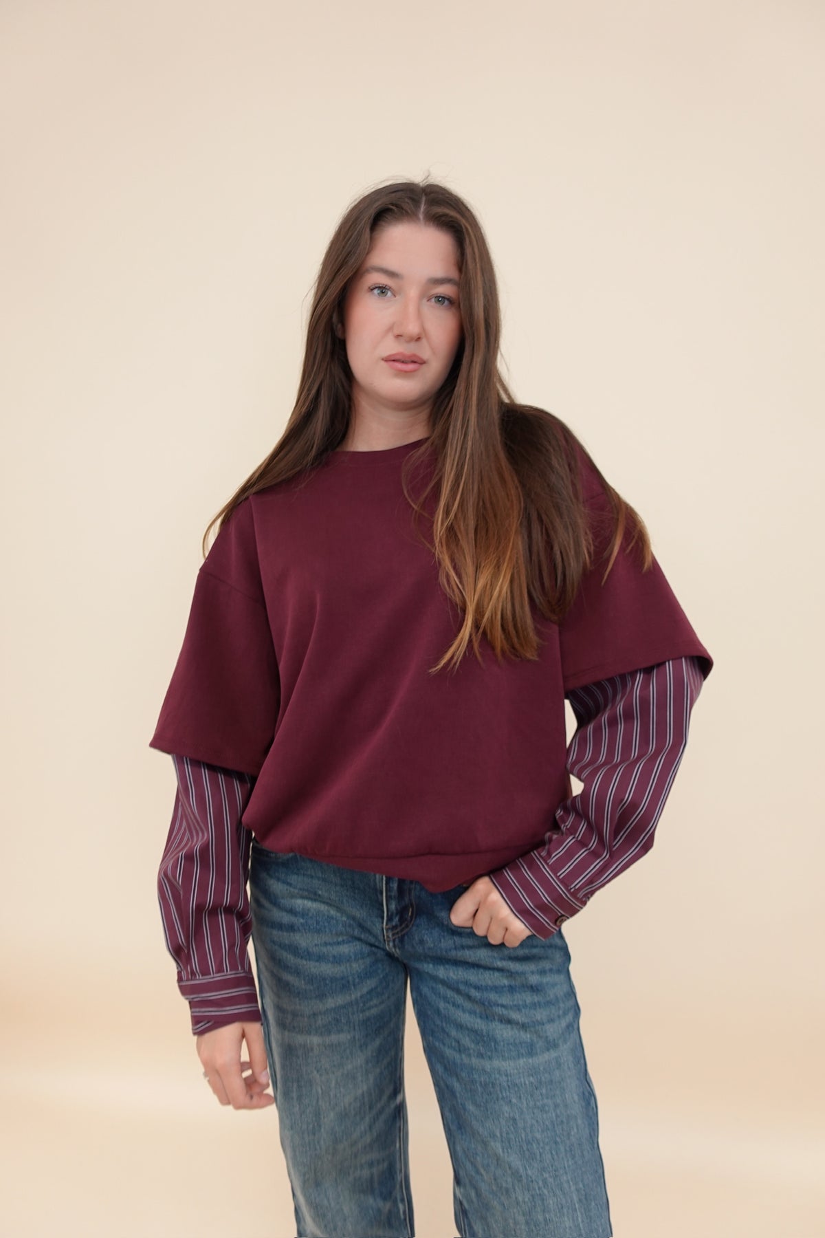 Felpa Camicia Bordeaux