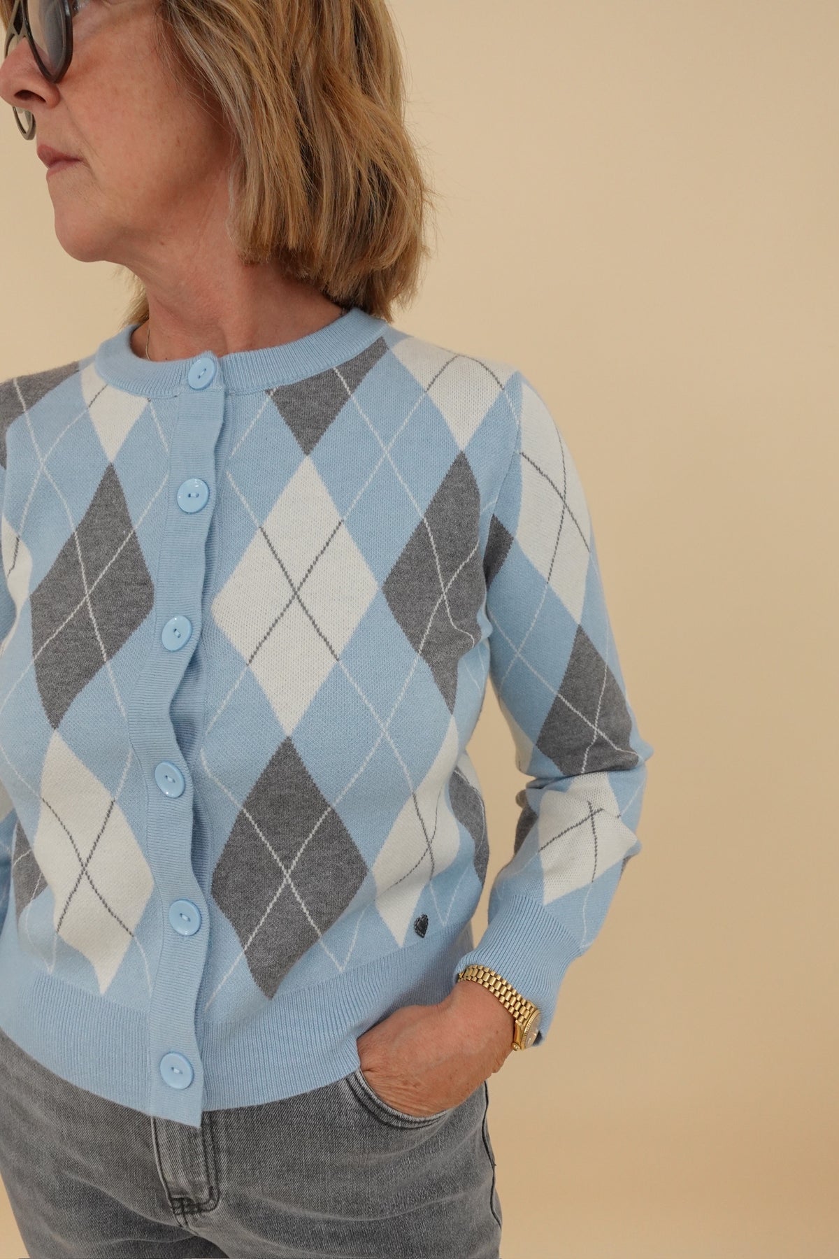 Cardigan Rombi Azzurro