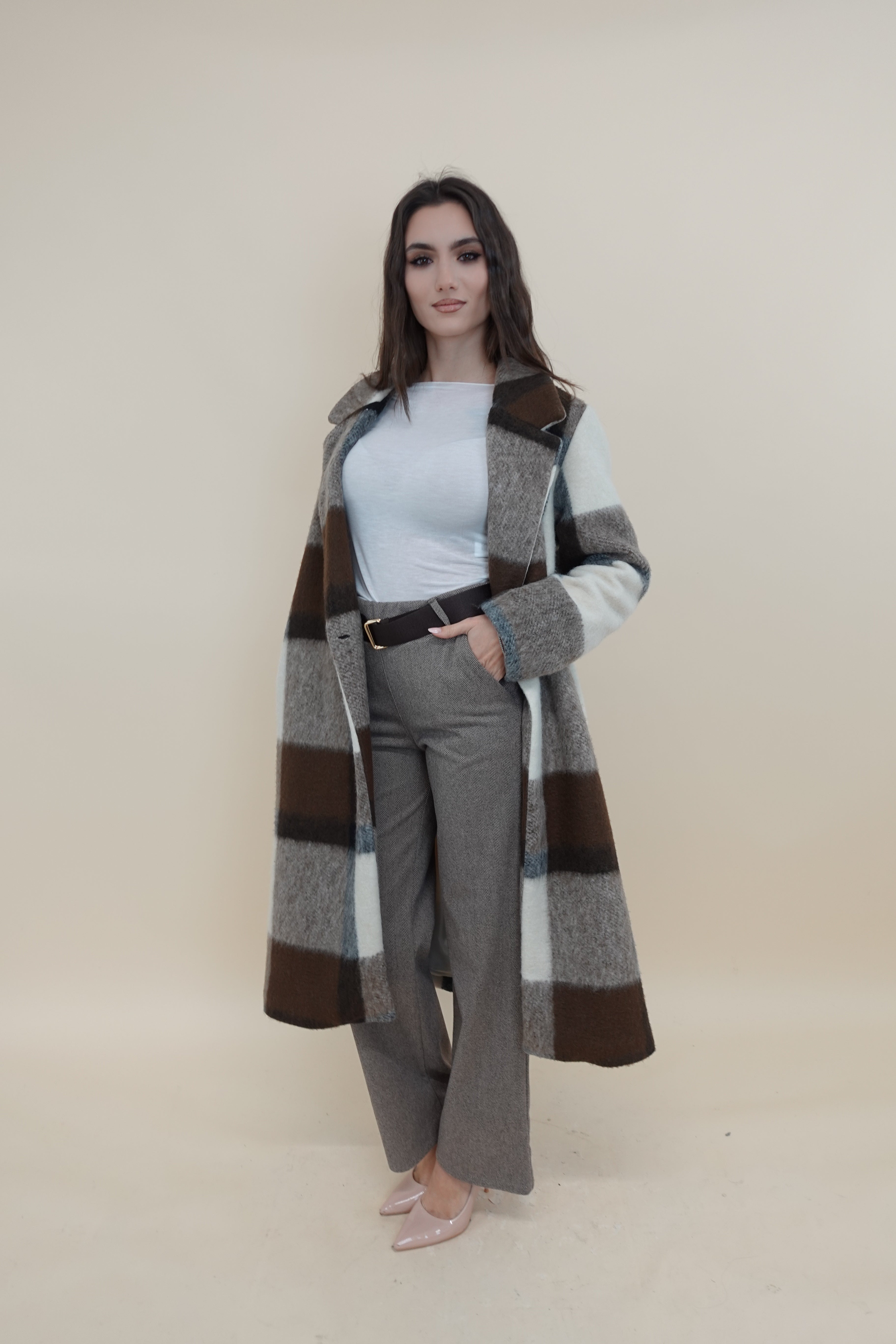 Cappotto Scacchi Marrone