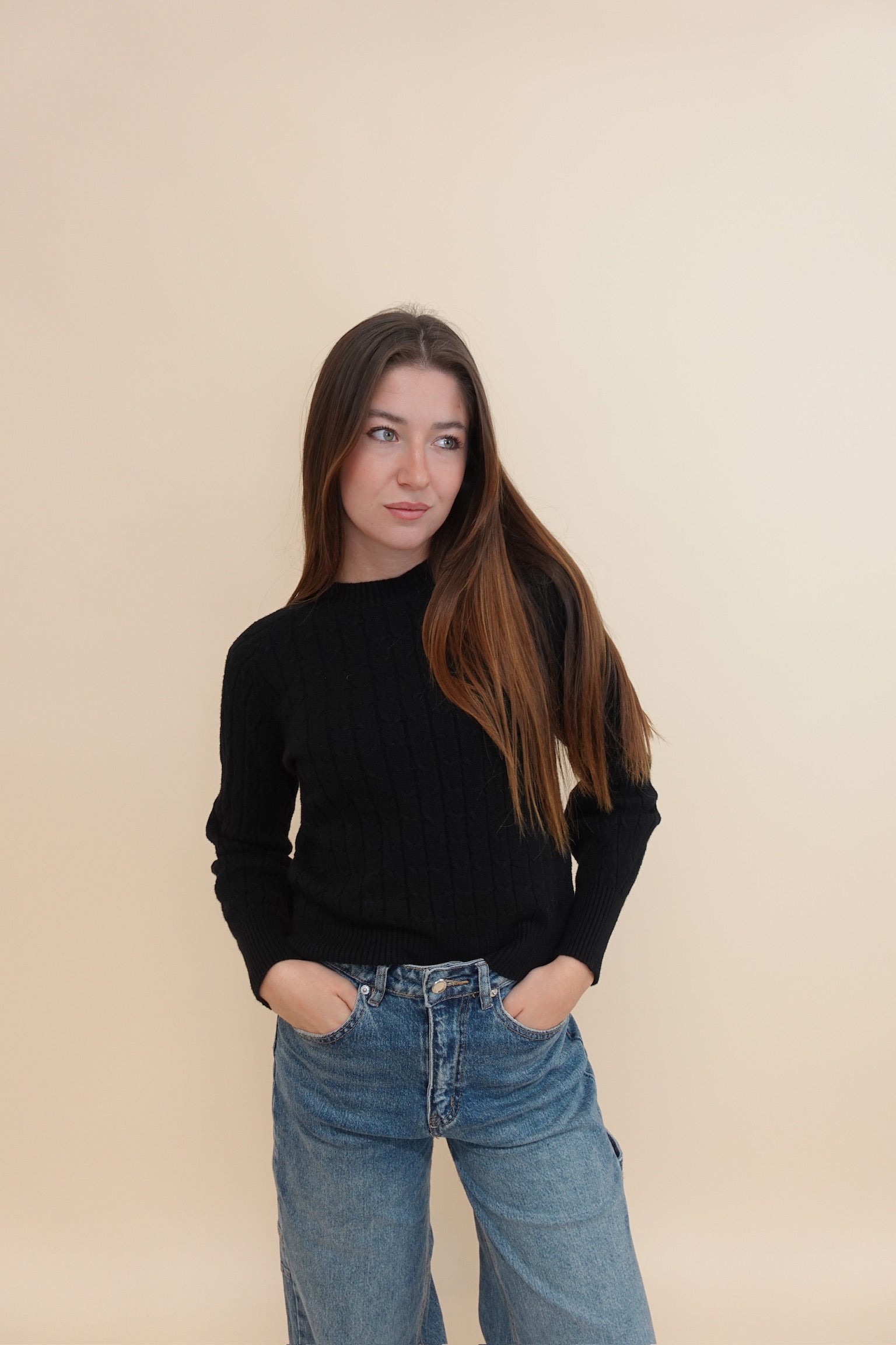 Maglioncino Treccia Nero