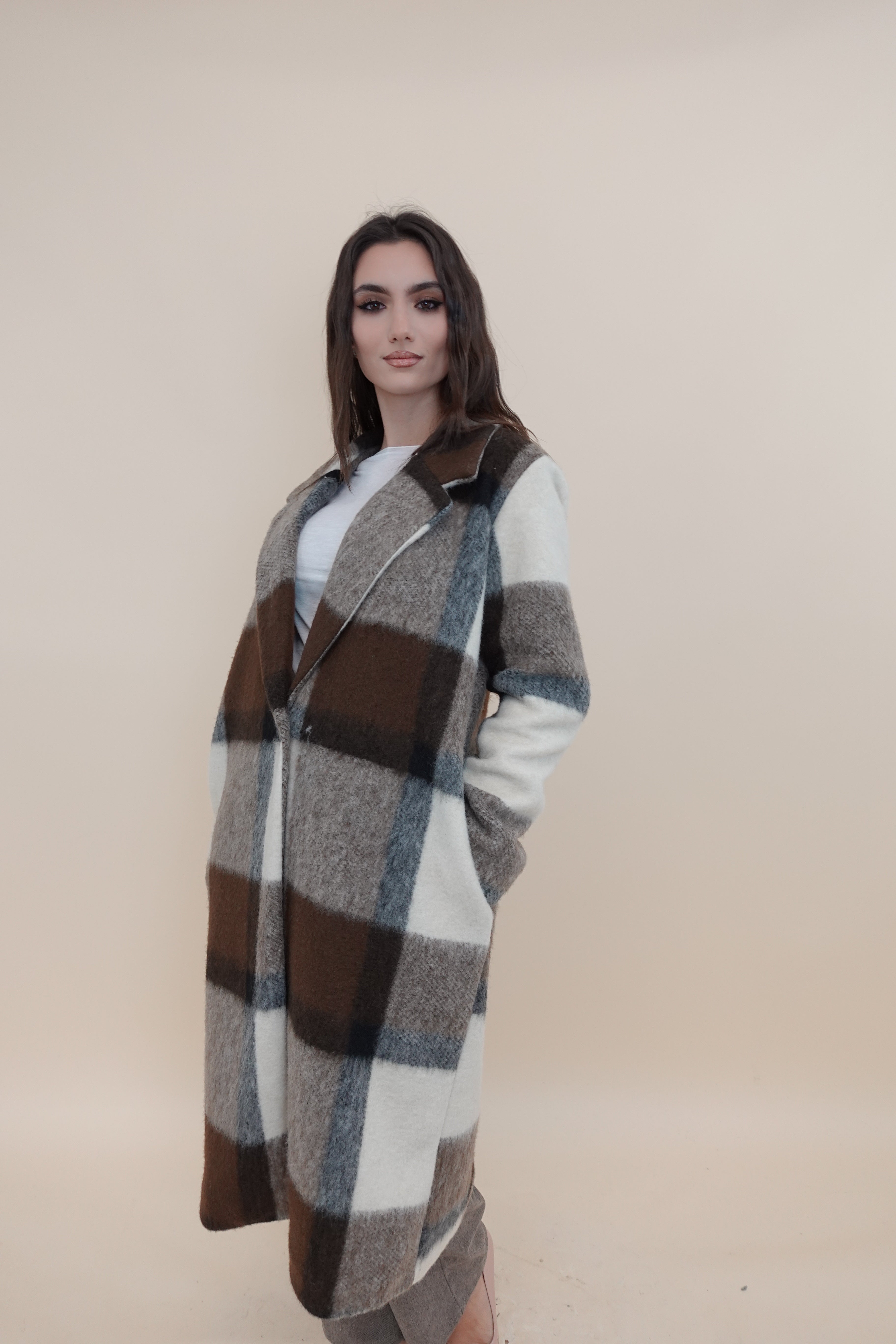 Cappotto Scacchi Marrone