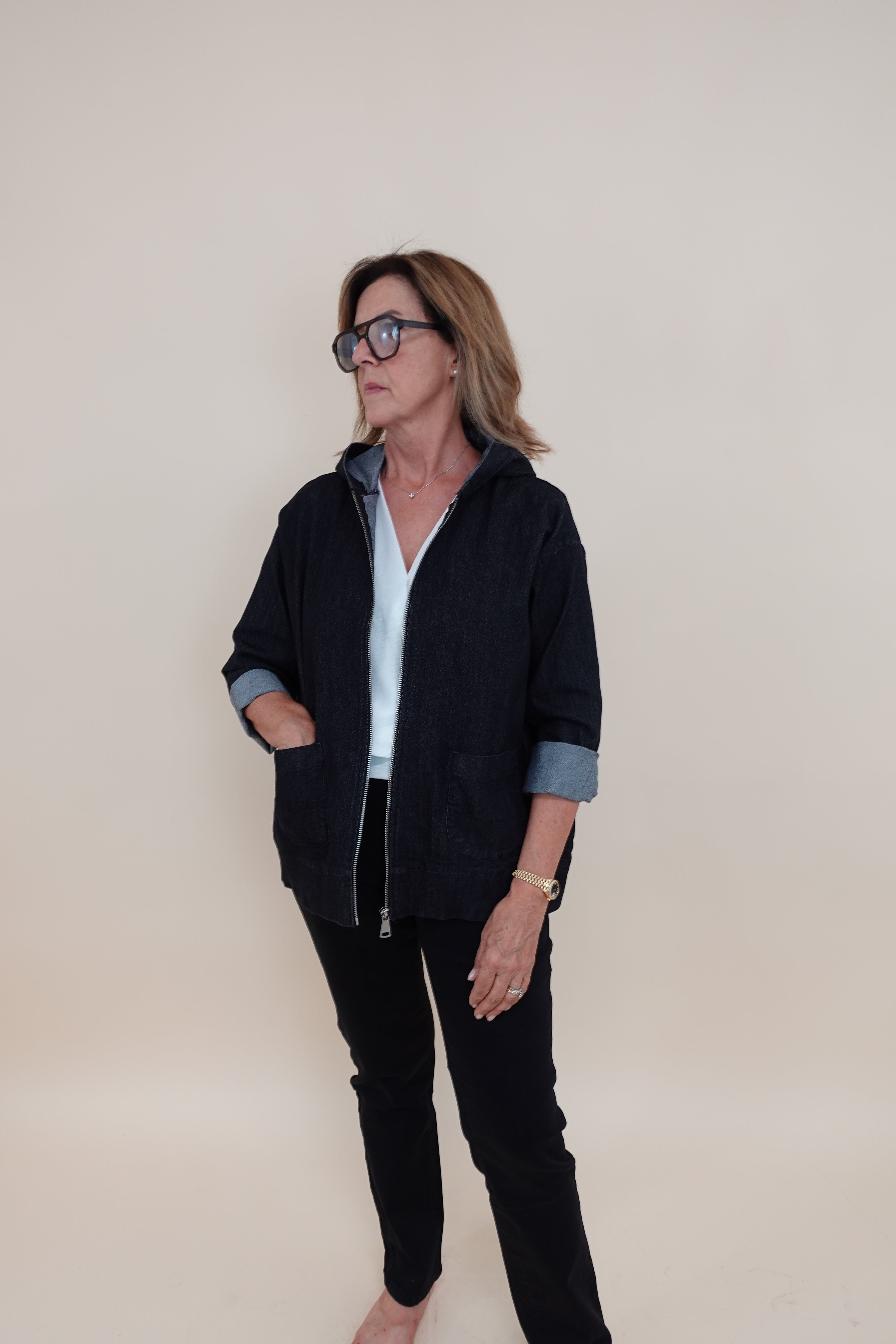 Giacca over jeans black