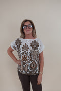 Camicia Flower Sangallo Marrone
