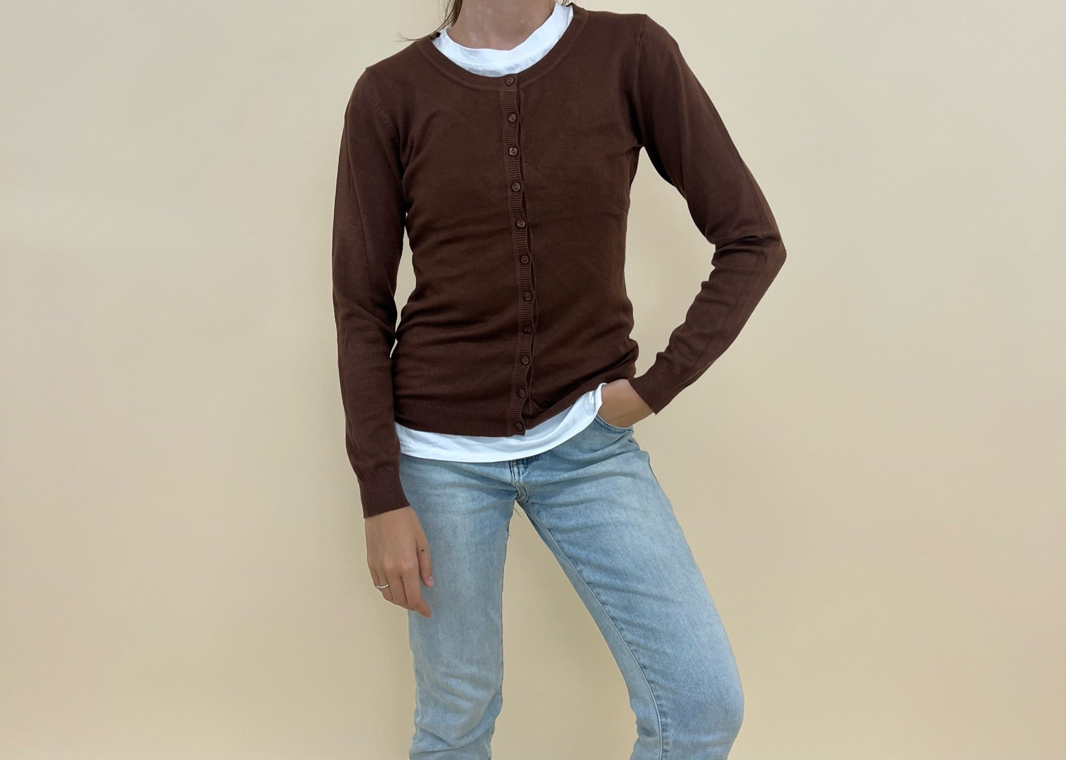 Cardigan Easy Small Marrone