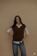 Gilet V Marrone