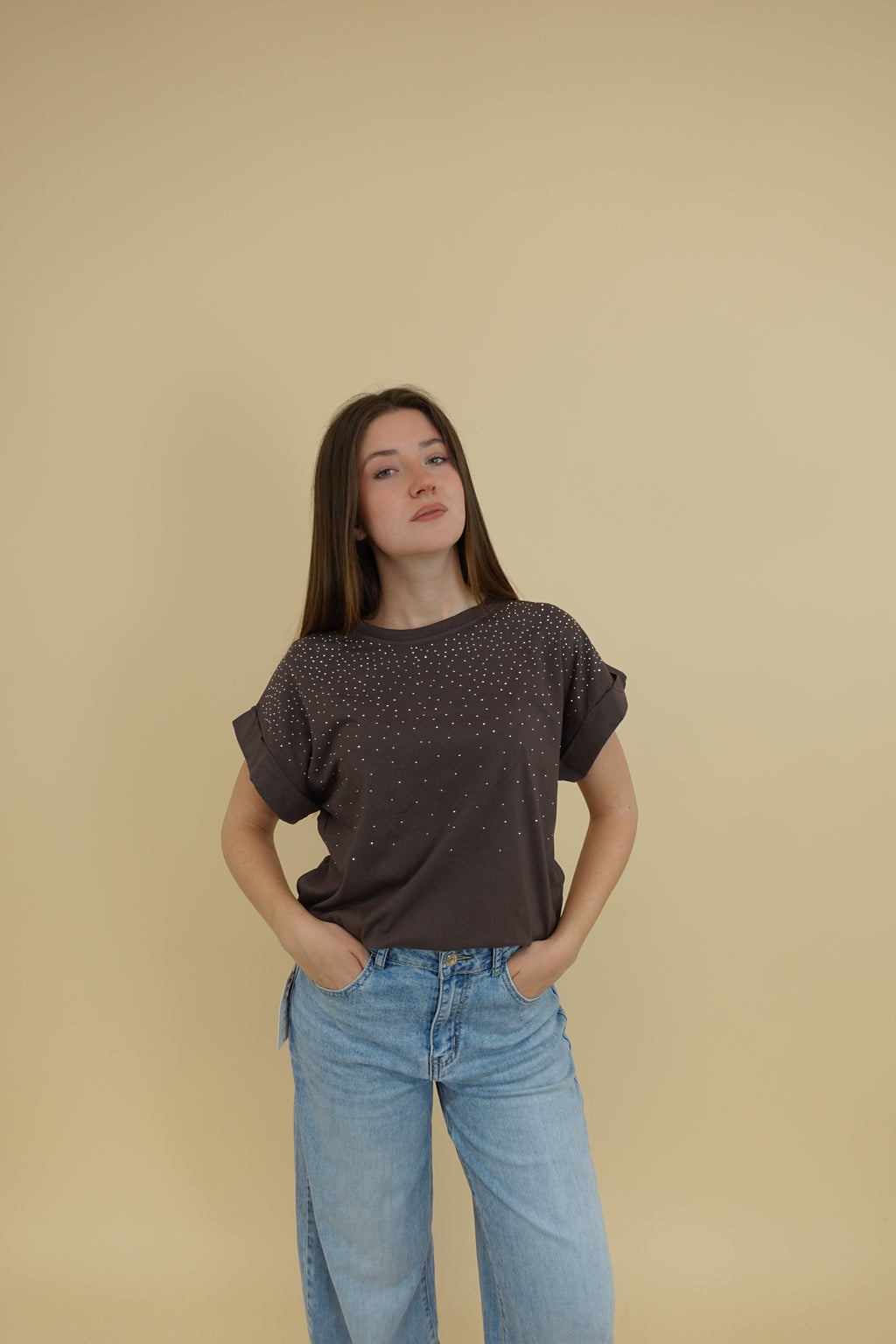 T-shirt Brillo Marrone