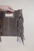 Borsa Frange Pelle Fango