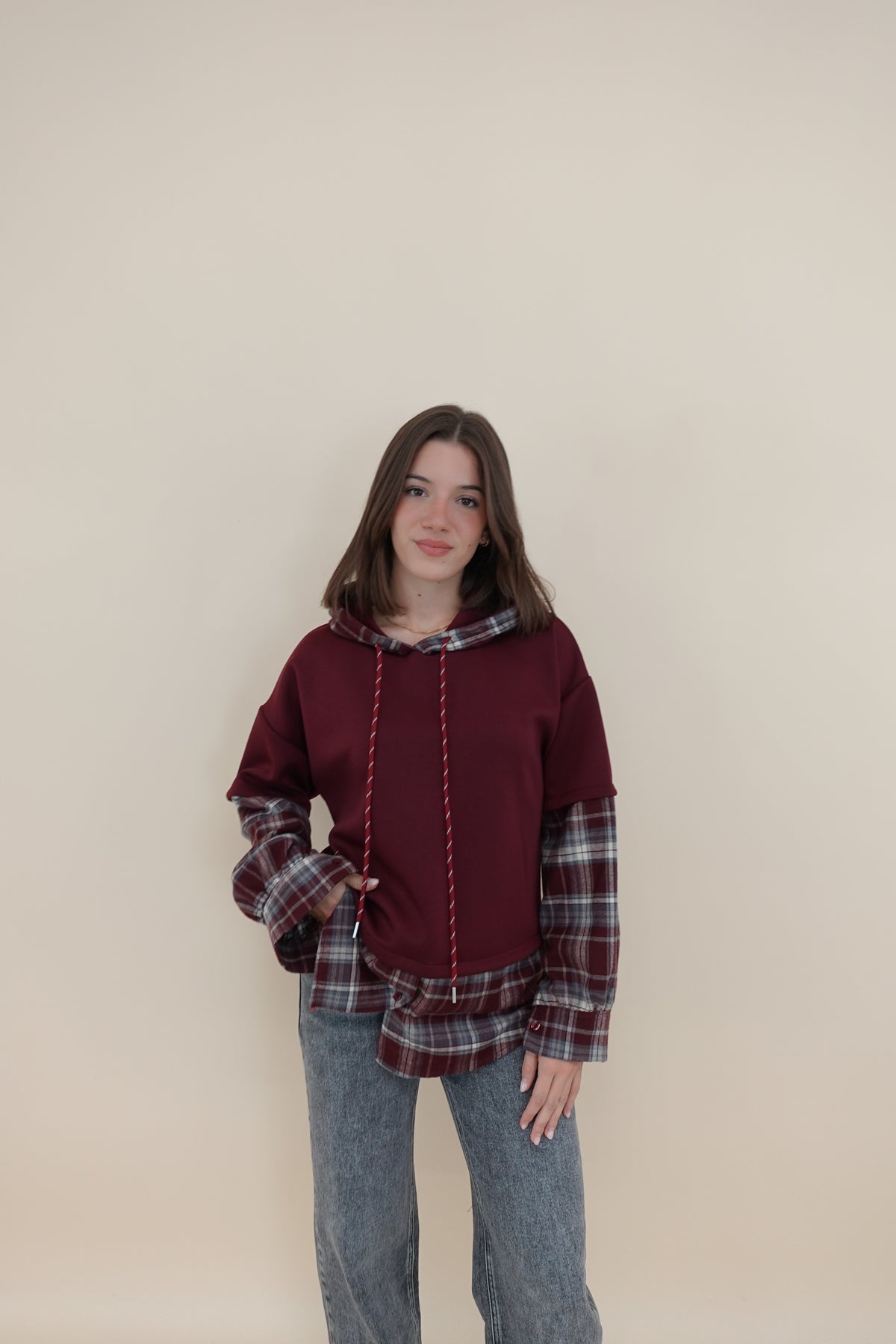 Felpa Scacchi Bordeaux