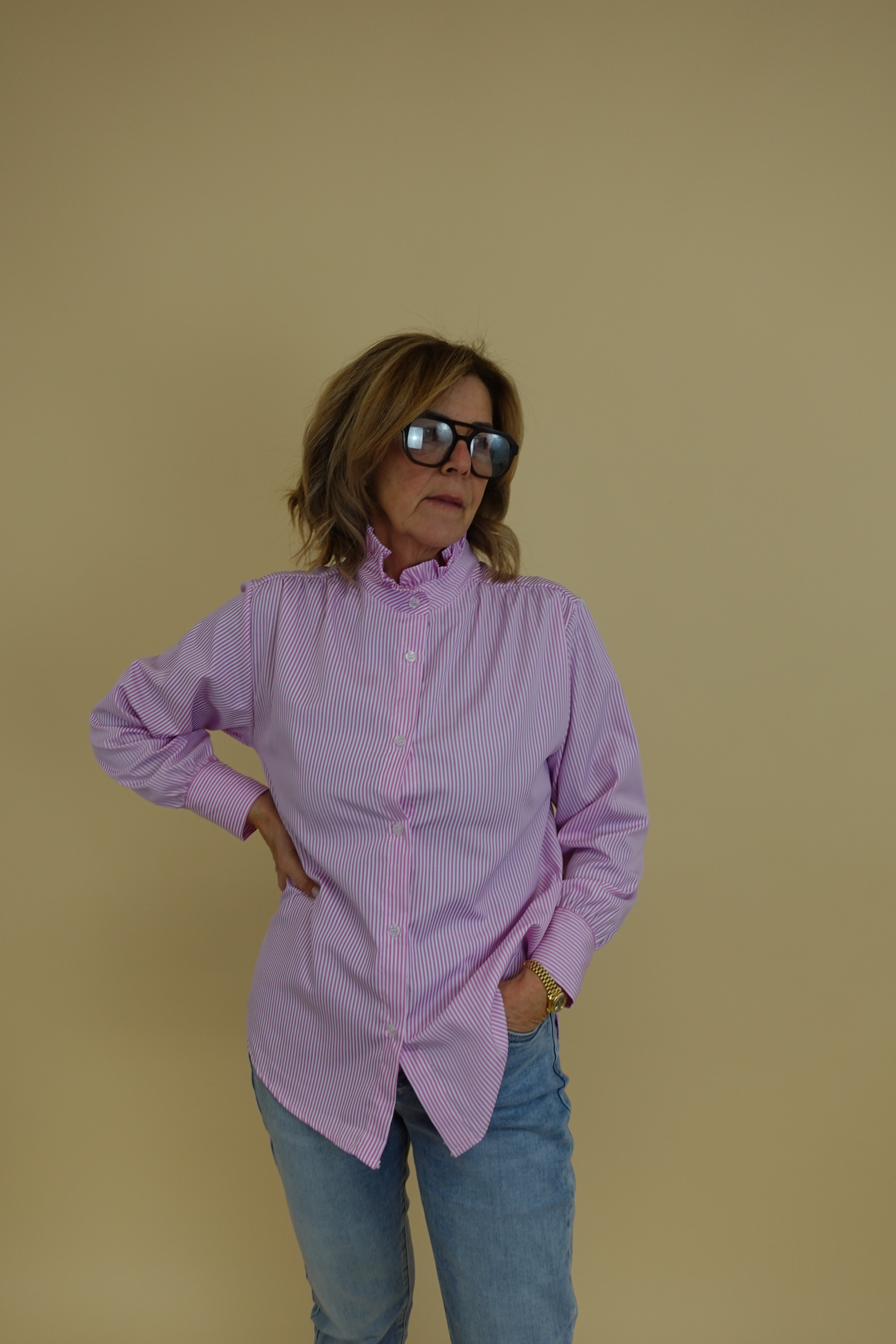 Camicia merletto rosa