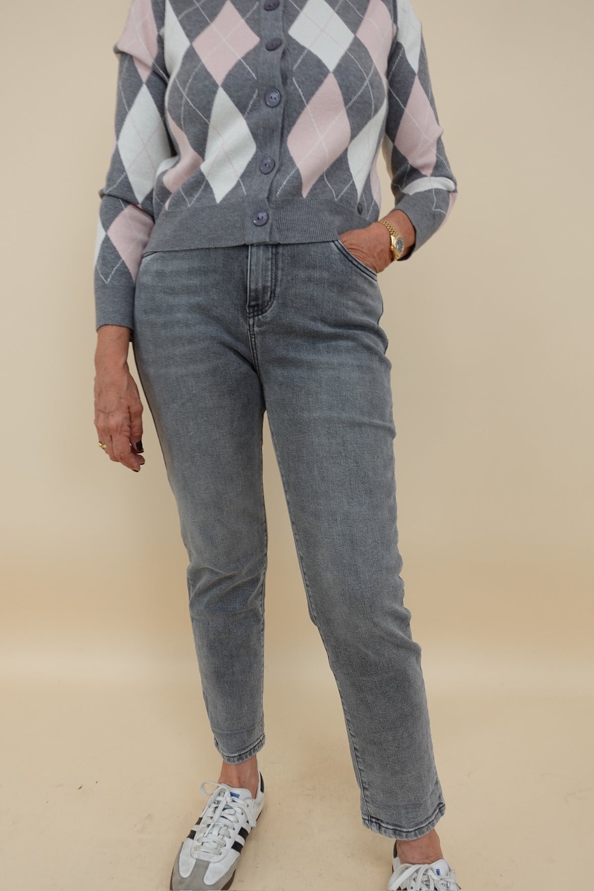Jeans Momfit Grigio