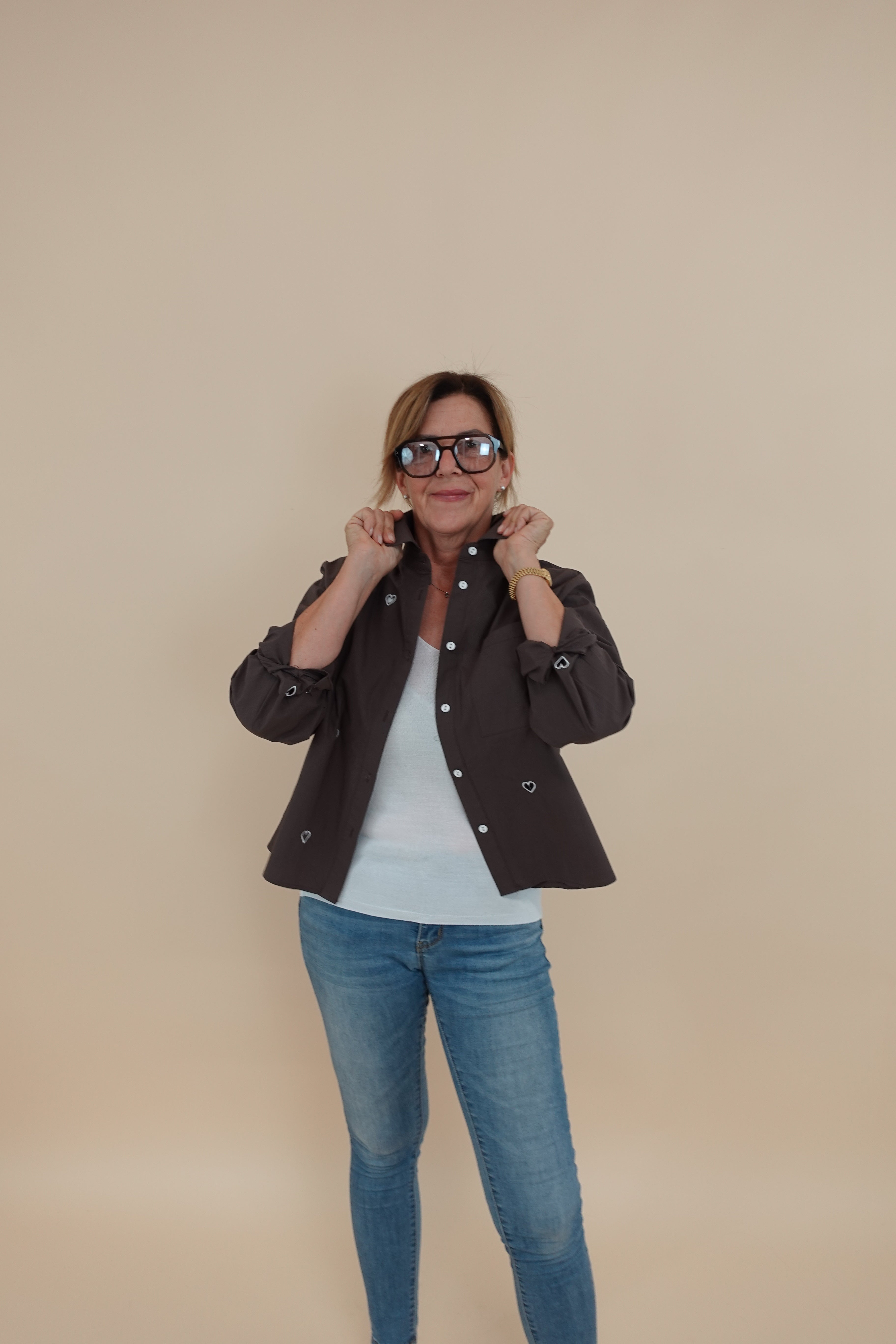 Camicia Heart marrone
