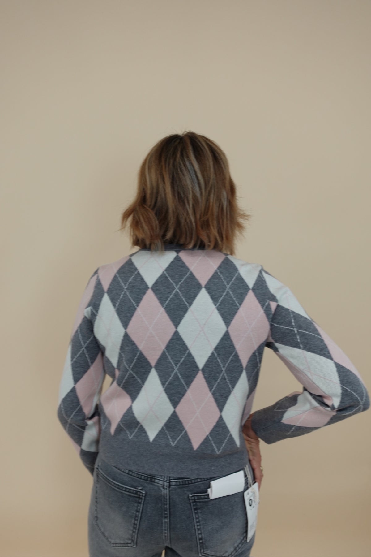 Cardigan Rombi Rosa