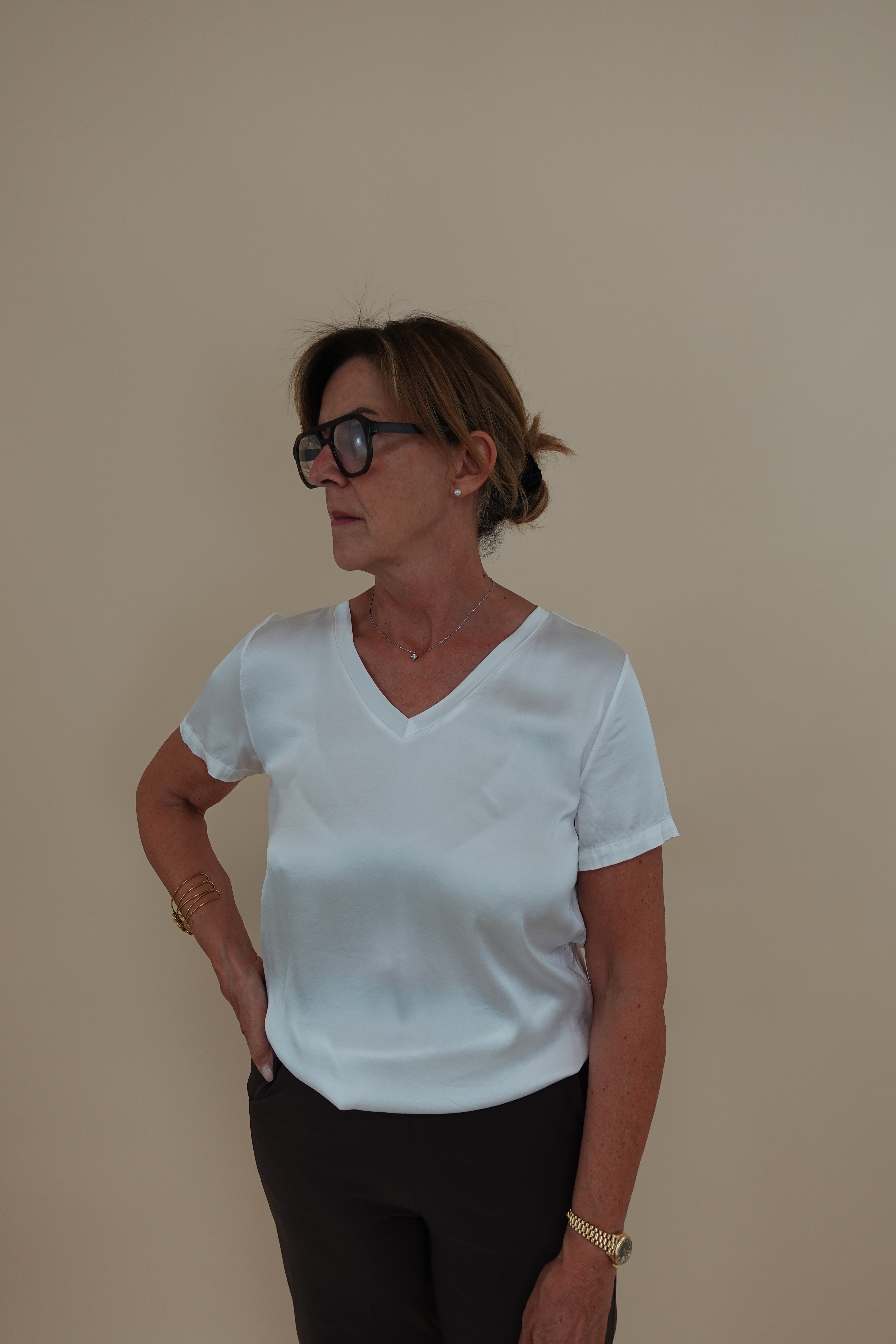 Maglia Satin V Bianco