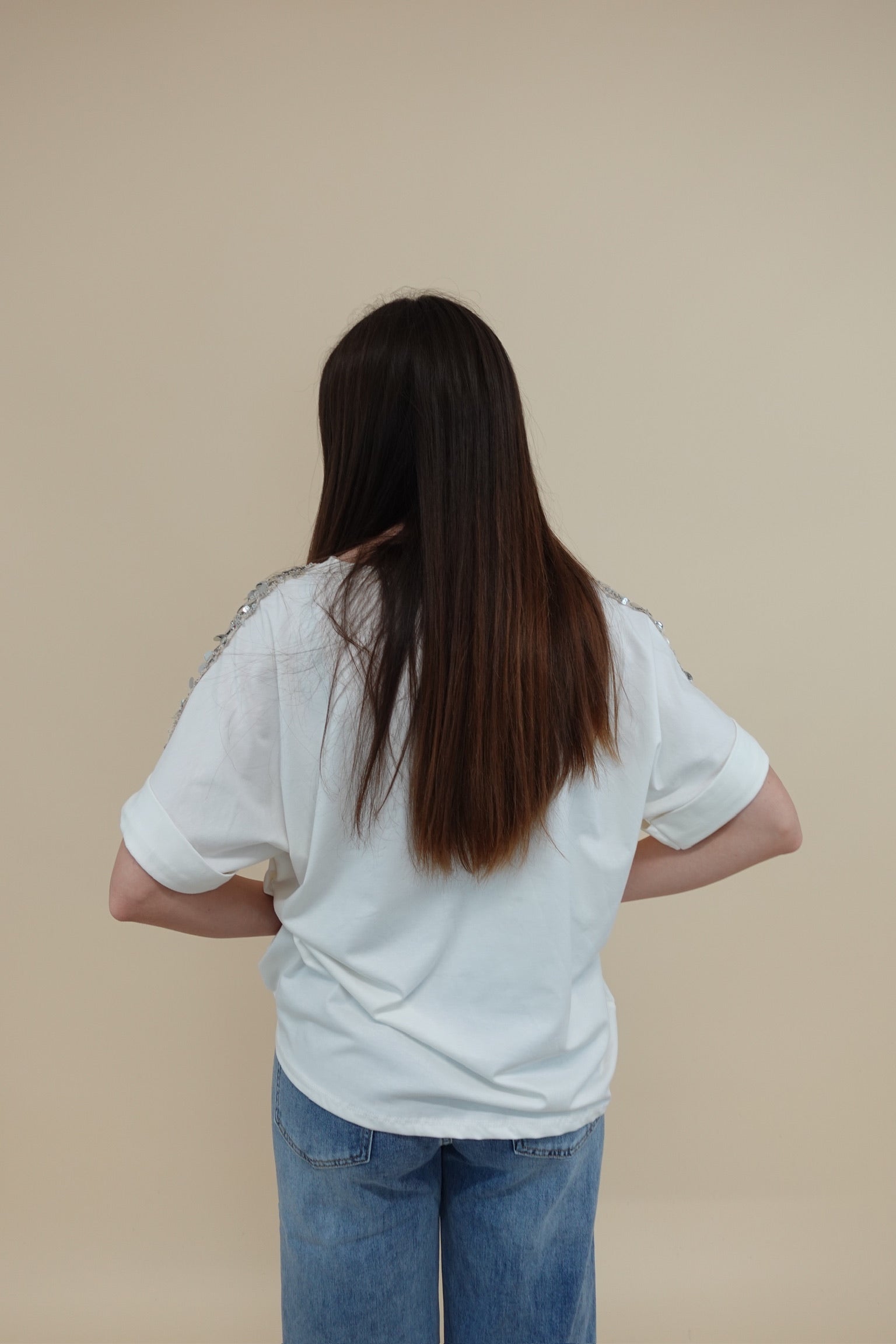 T-shirt Paiettes Bianco
