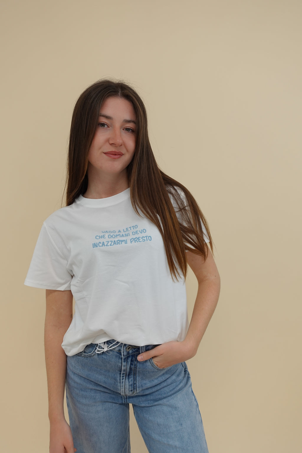 T-shirt Vado a Letto azzurra