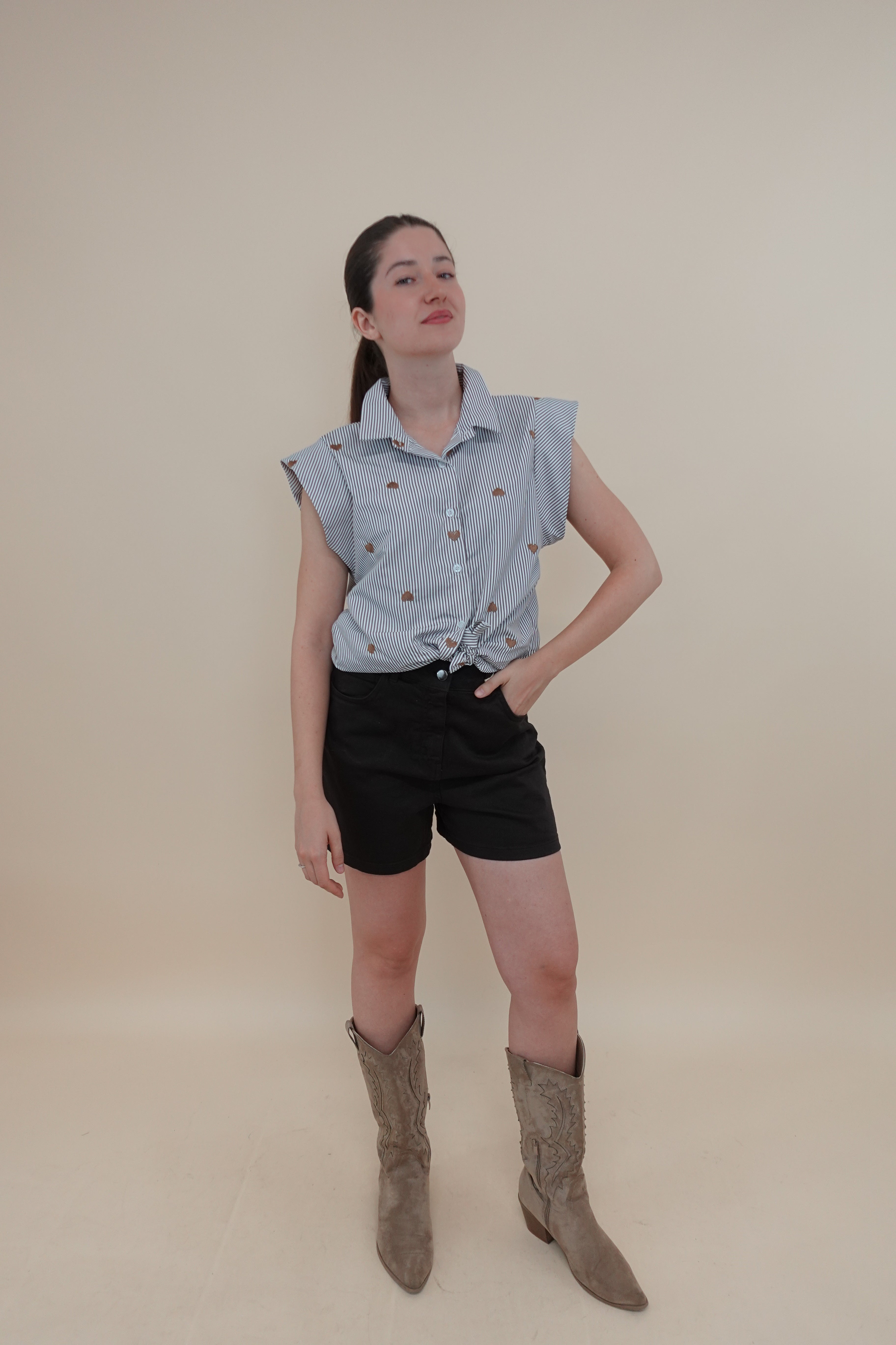 Camicia Heart Smanicata Marrone