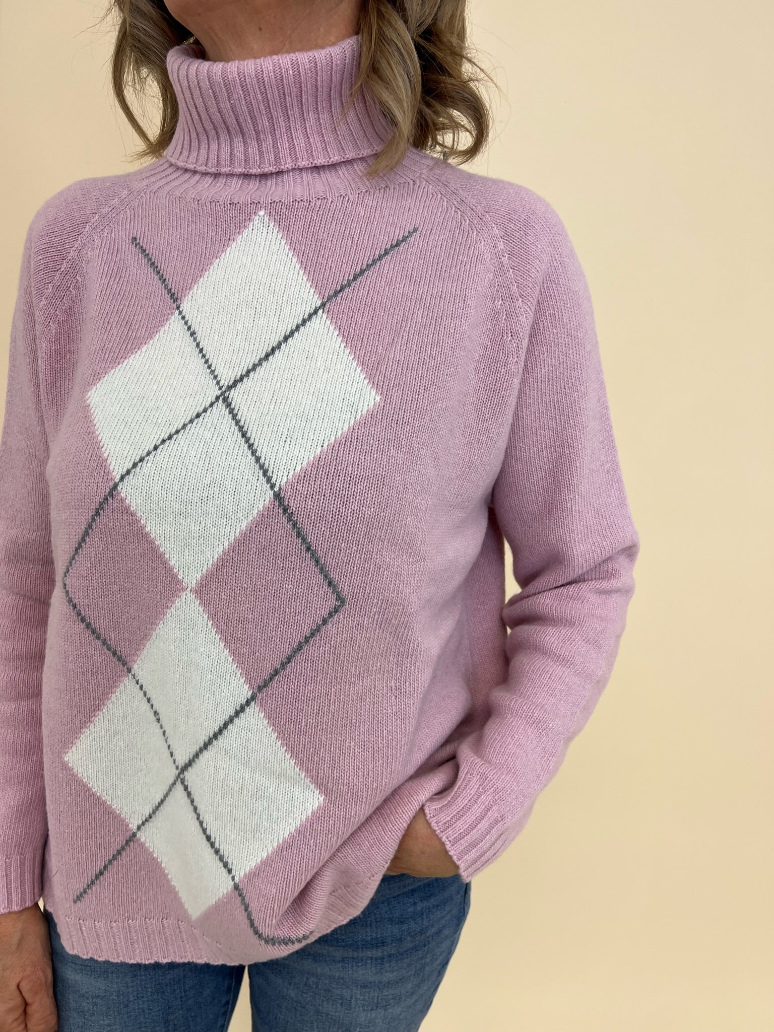 Maglione Rombi Rosa