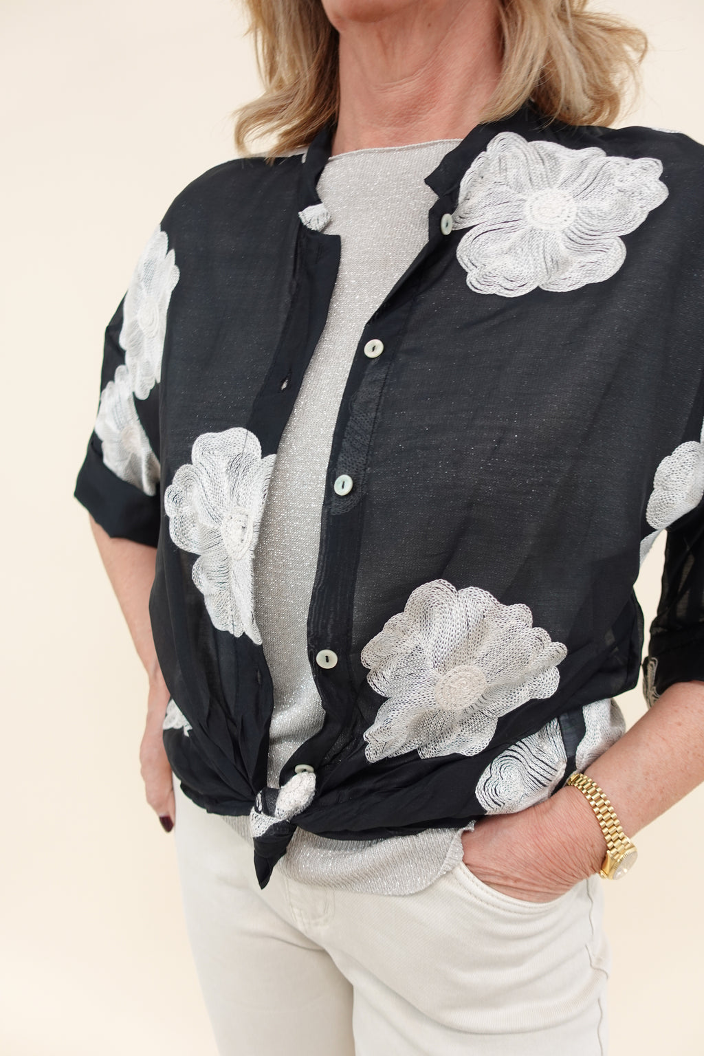 Camicia Flower Nera