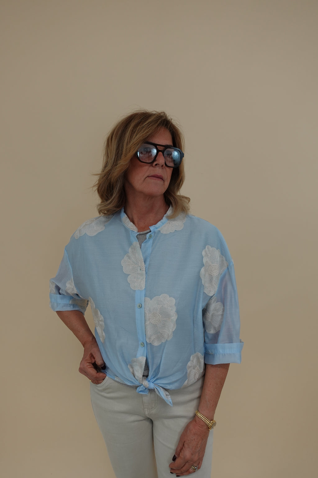 Camicia Flower Azzurra