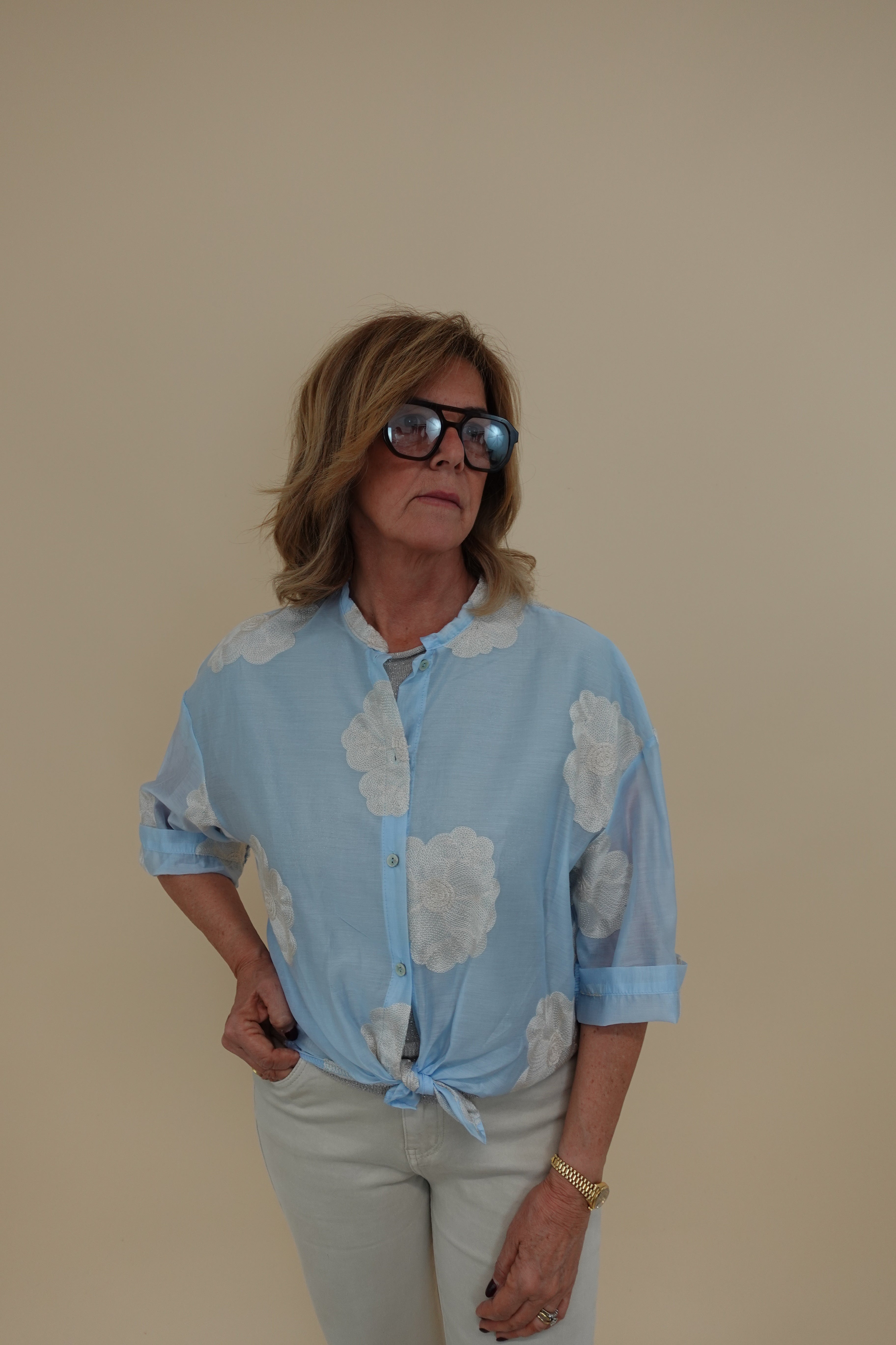 Camicia Flower Azzurra