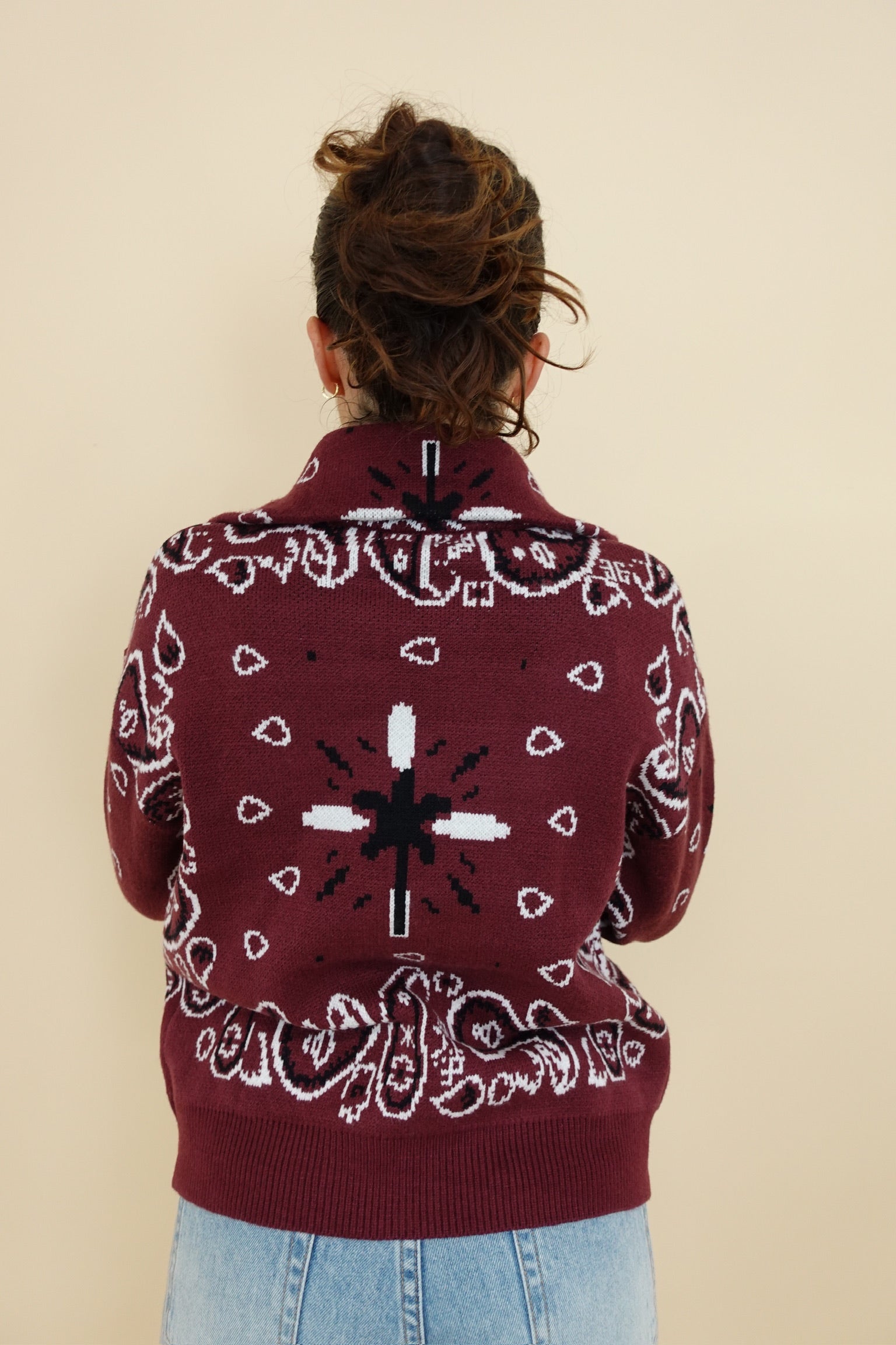 Cardigan Bandana Zip Bordeaux