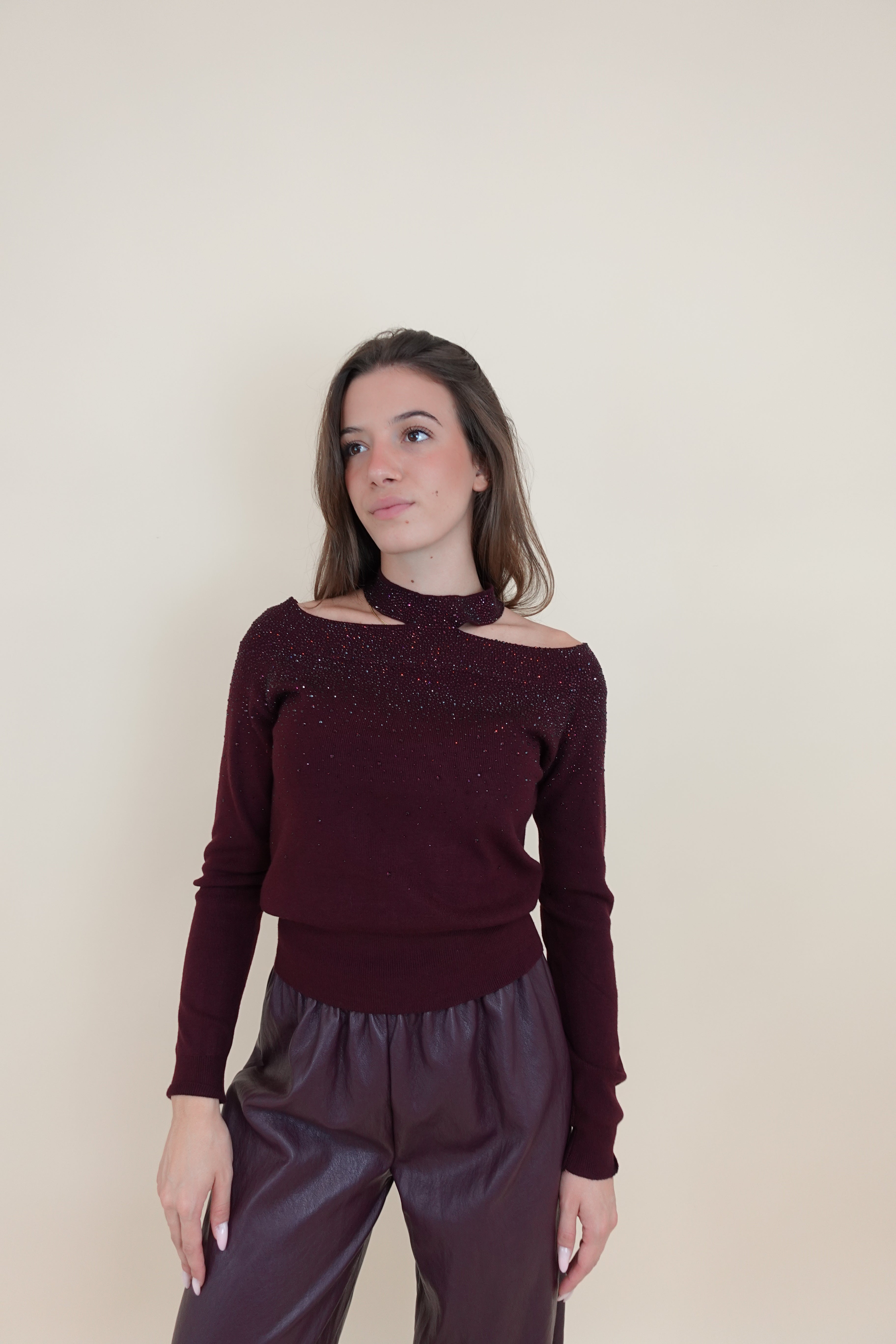 Maglioncino cutout bordeaux