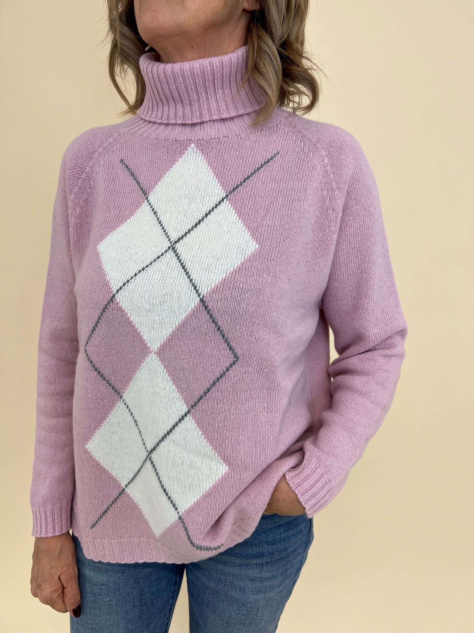 Maglione Rombi Rosa