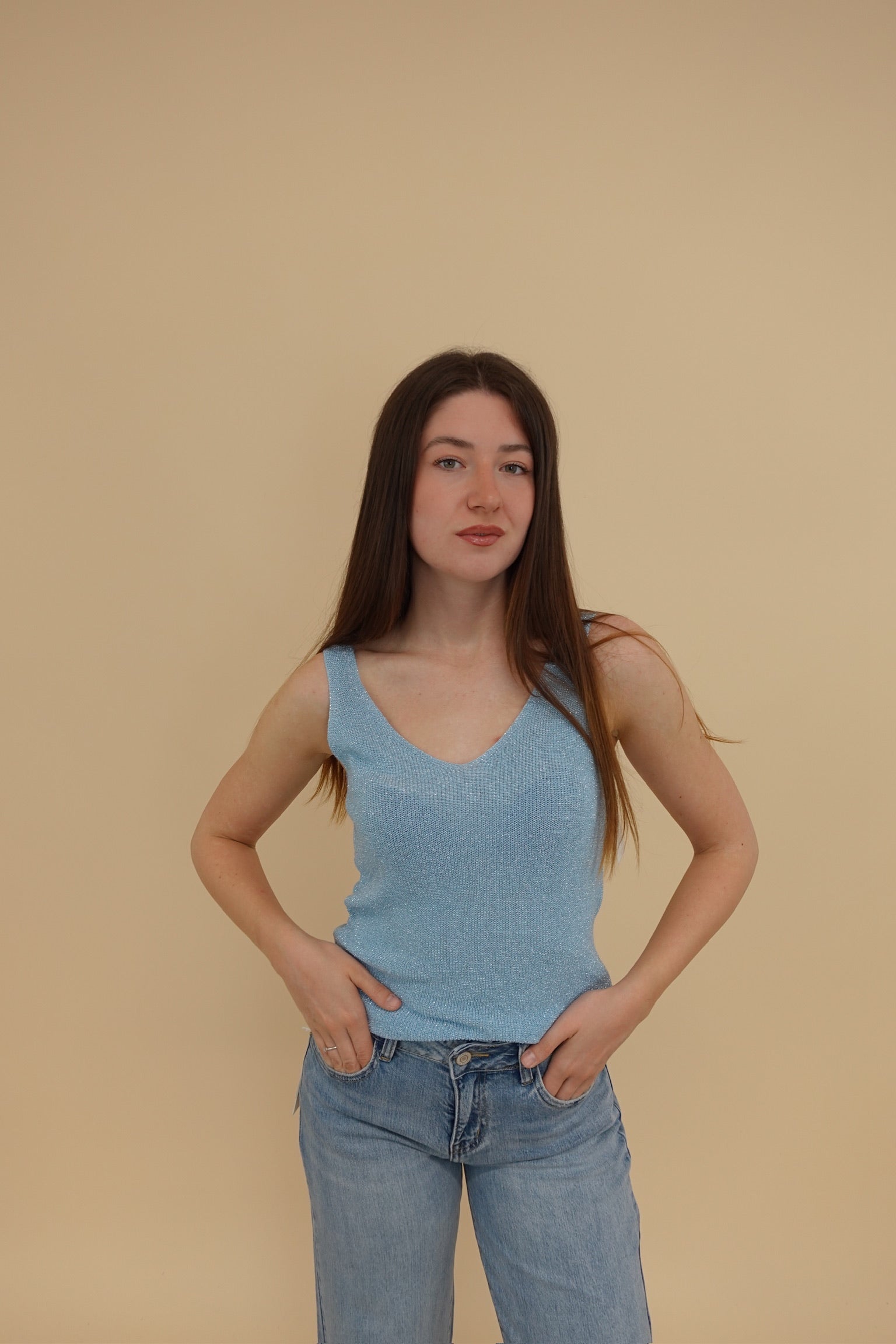 Canotta Lurex Azzurra