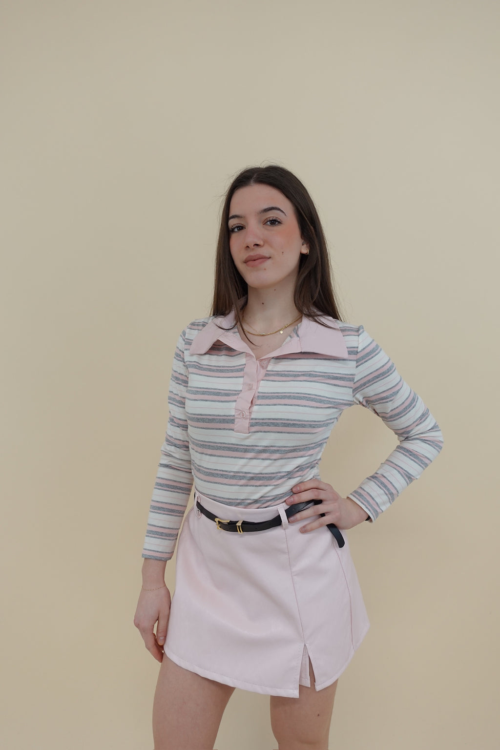Body Polo Line Rosa