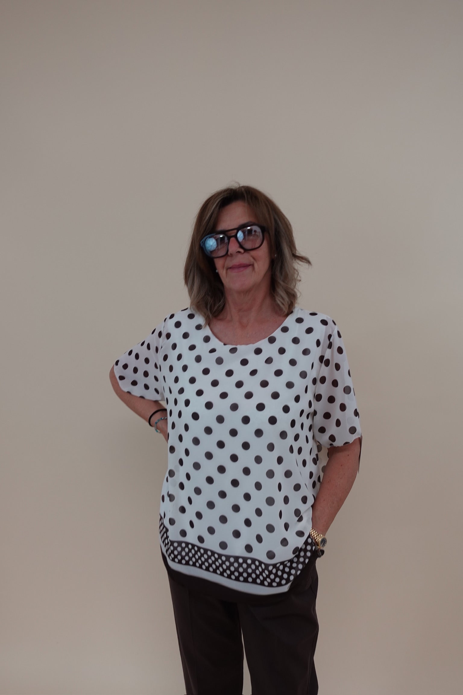 Maglia Over Pois Bianca