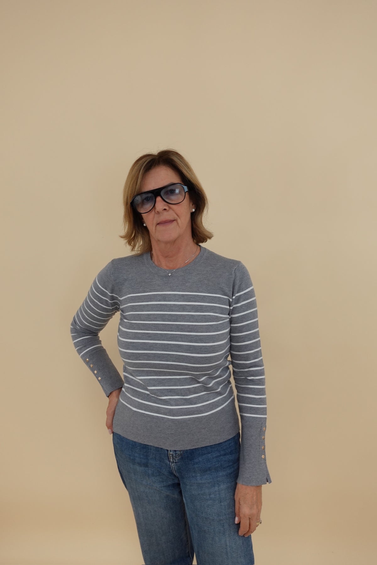 Maglioncino Righette Grigio