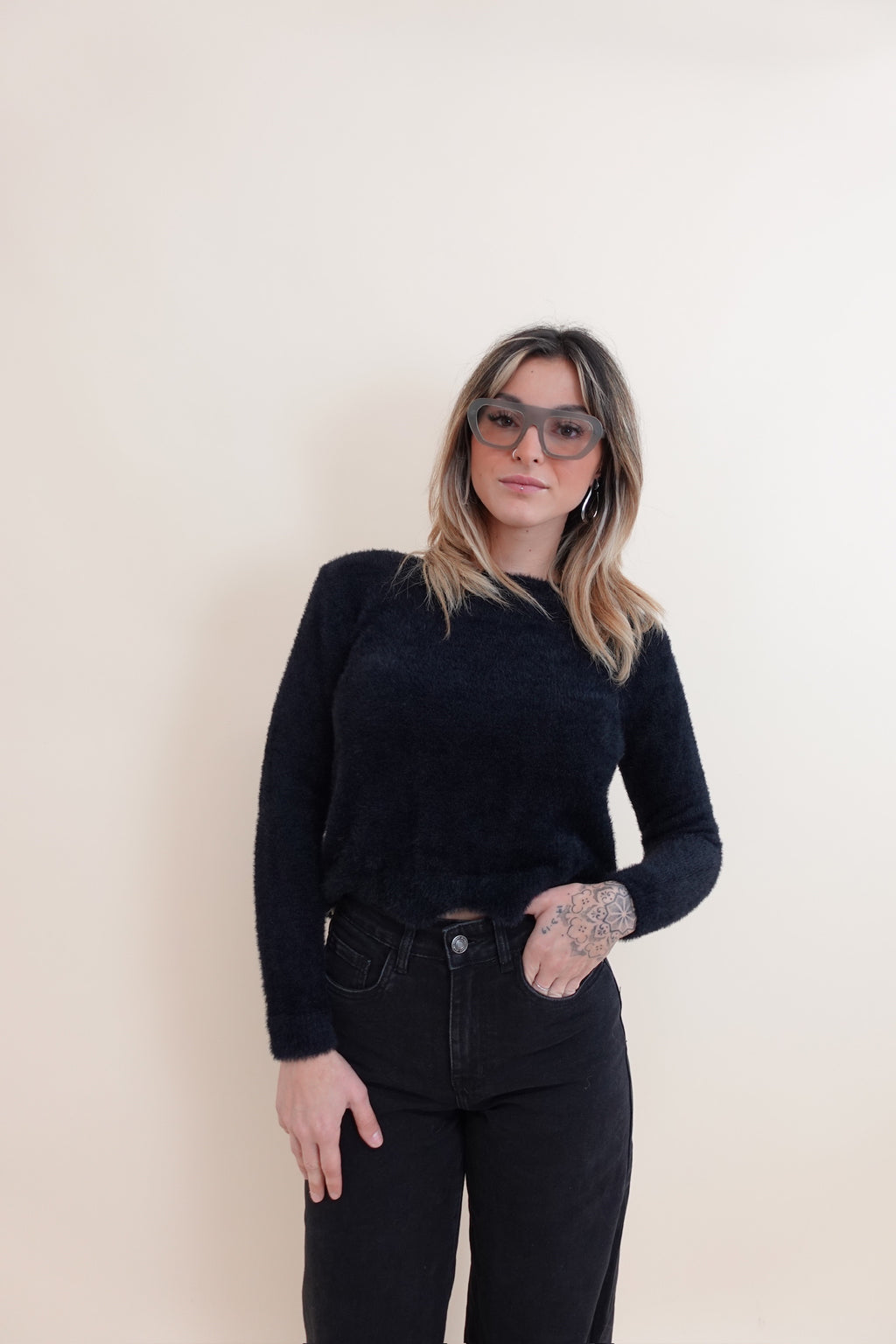 Maglione Zig Zag Black