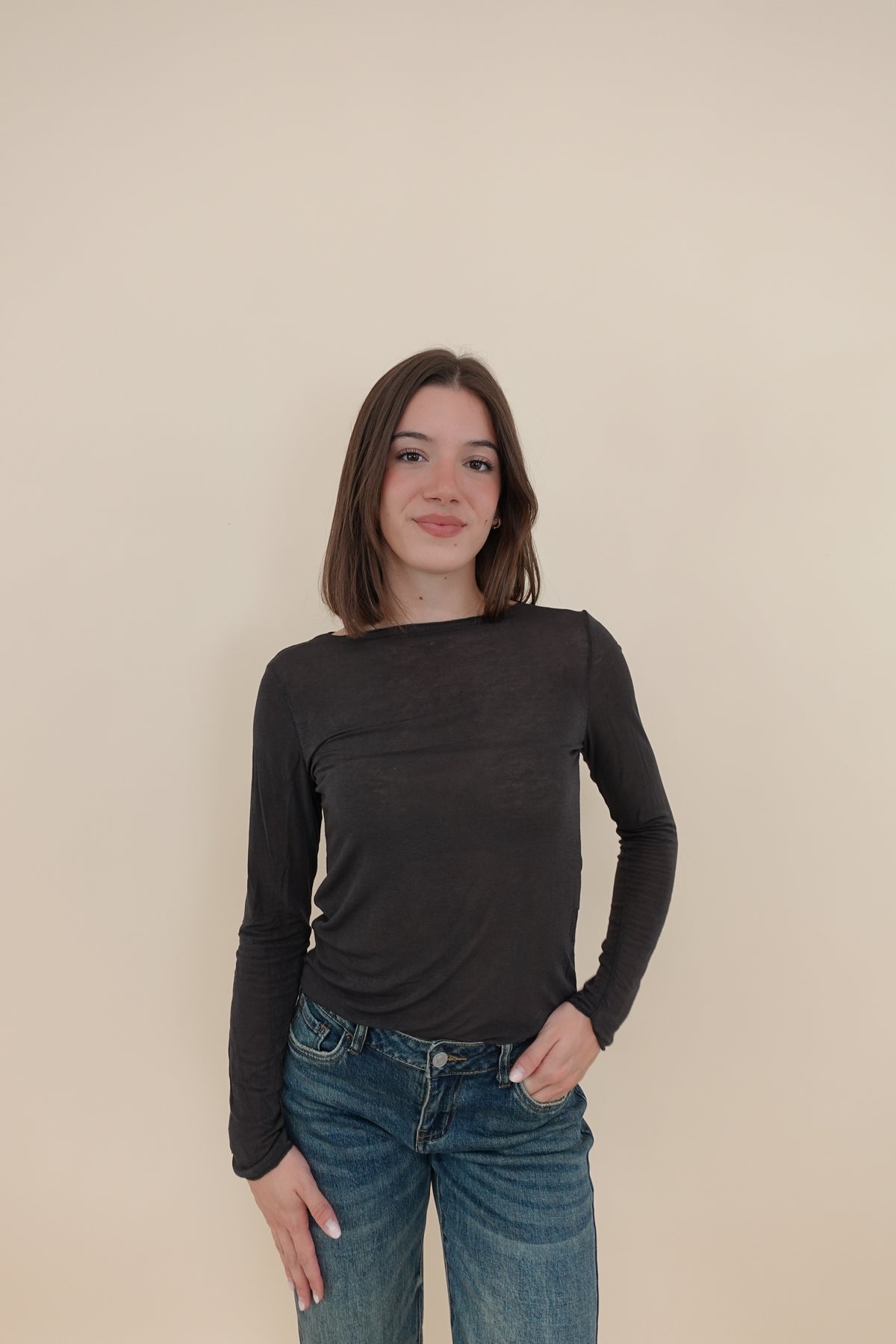 Maglia Misto Cashmere Marrone