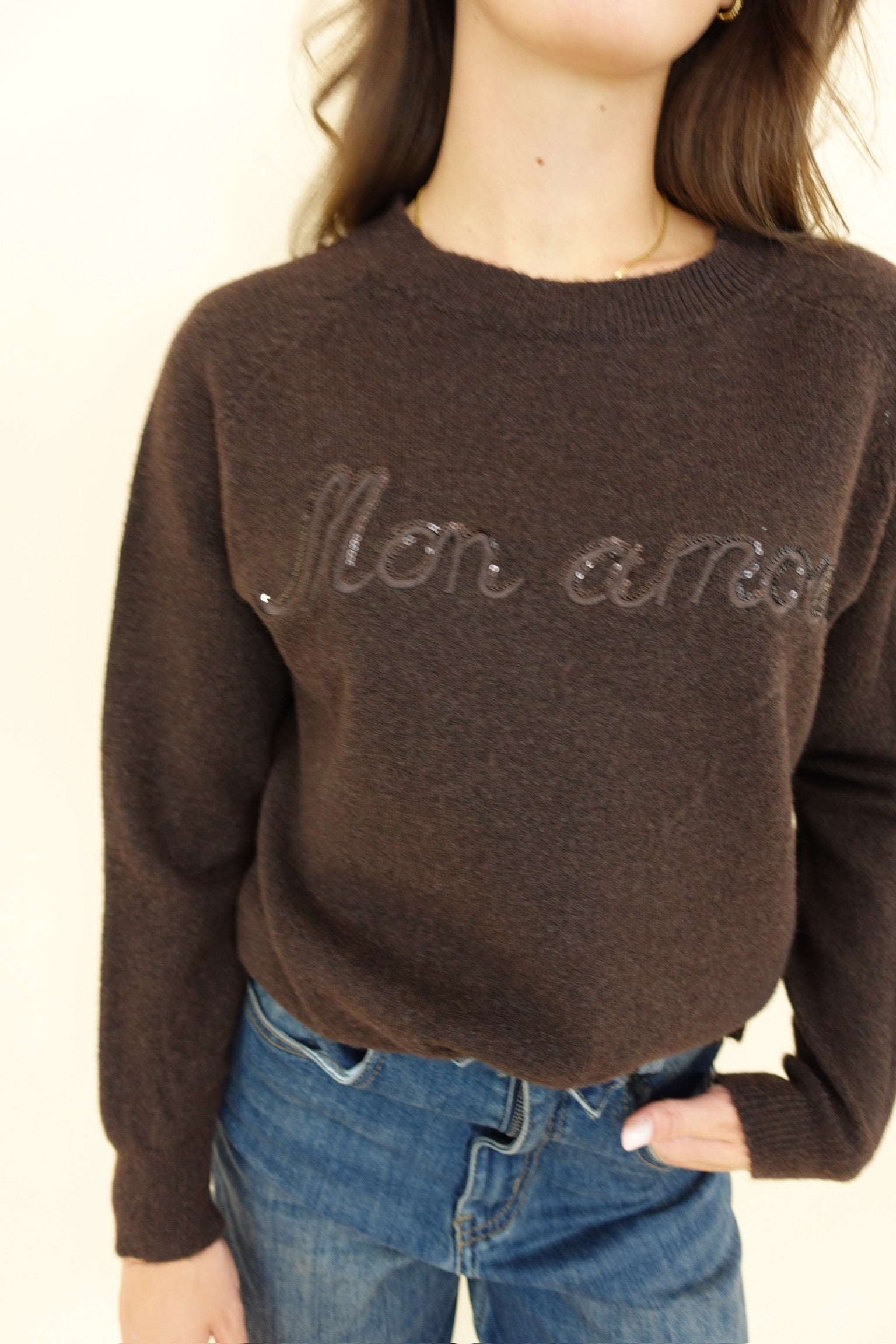 Maglione Mon Amour Marrone