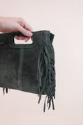Borsa Frange Pelle Verde