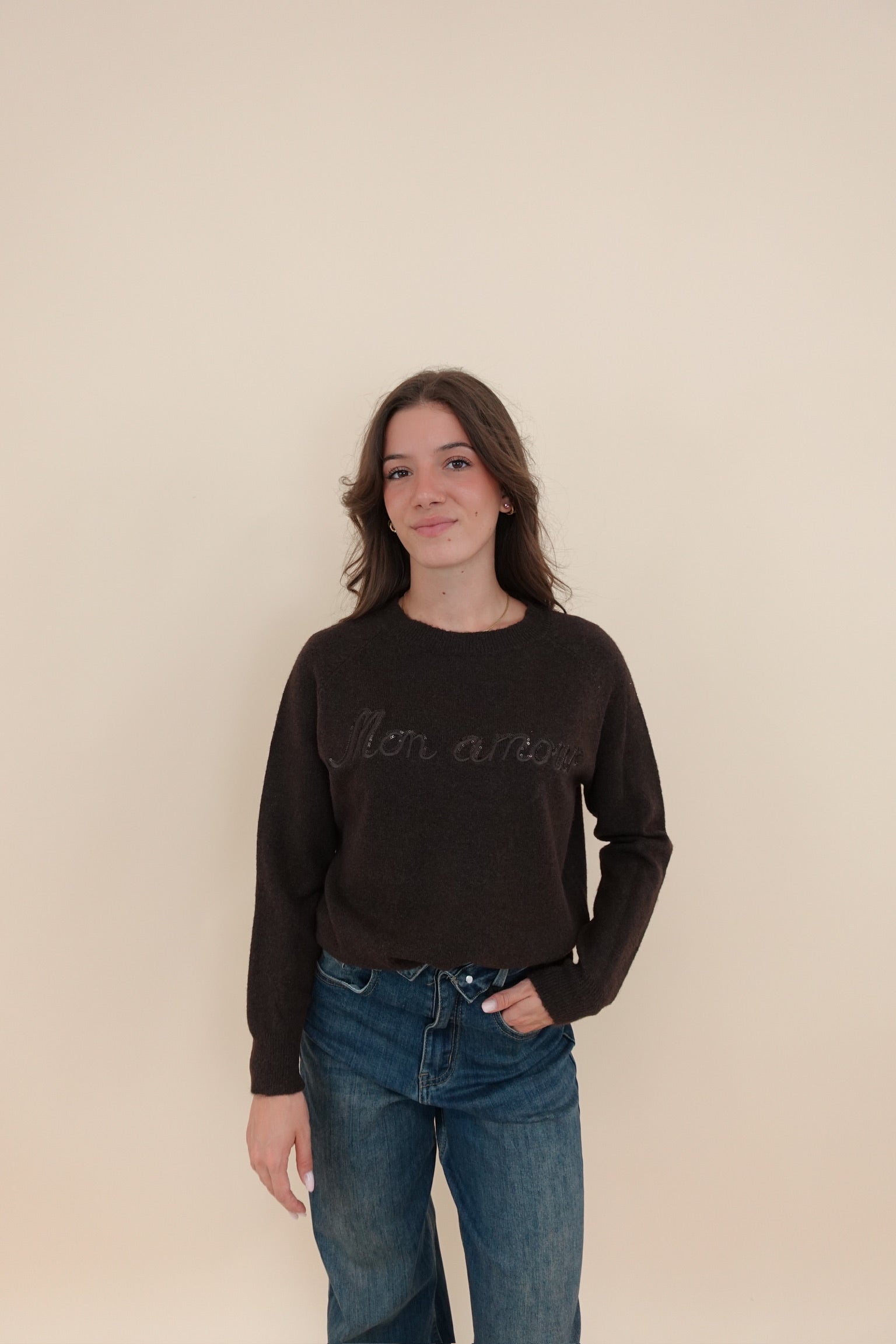 Maglione Mon Amour Marrone