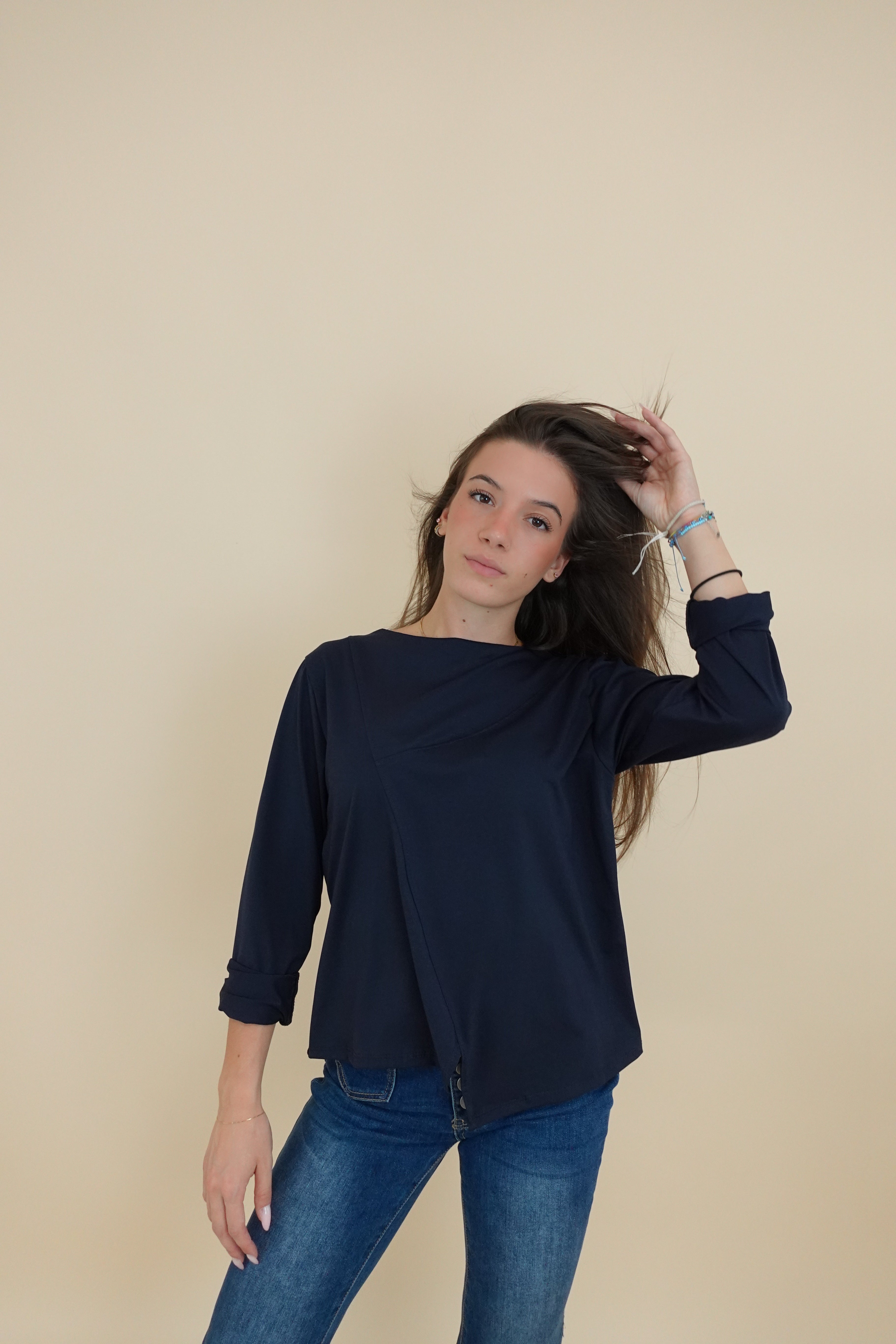 Maglia assimetrica blu