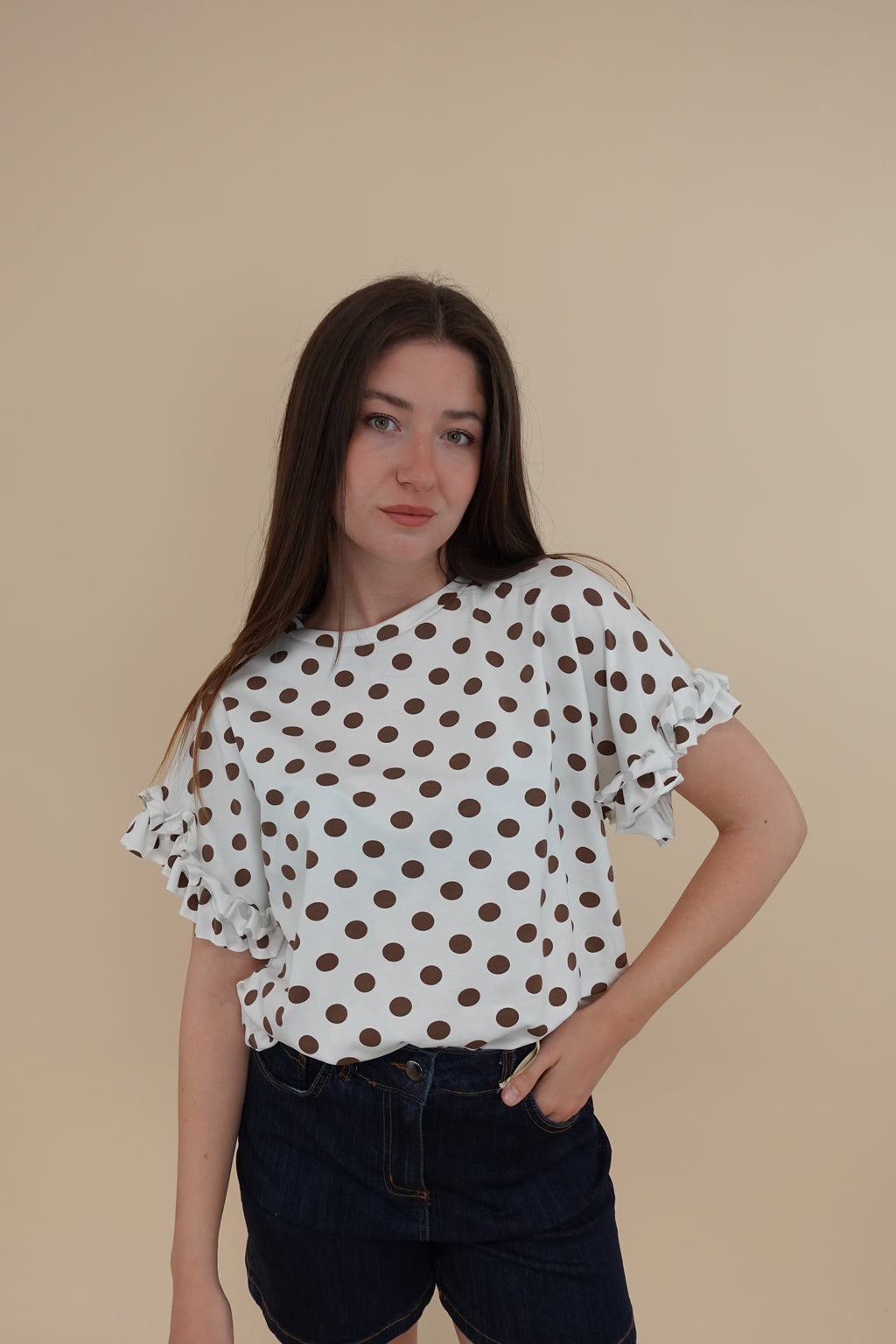 T-shirt Pois Marroni