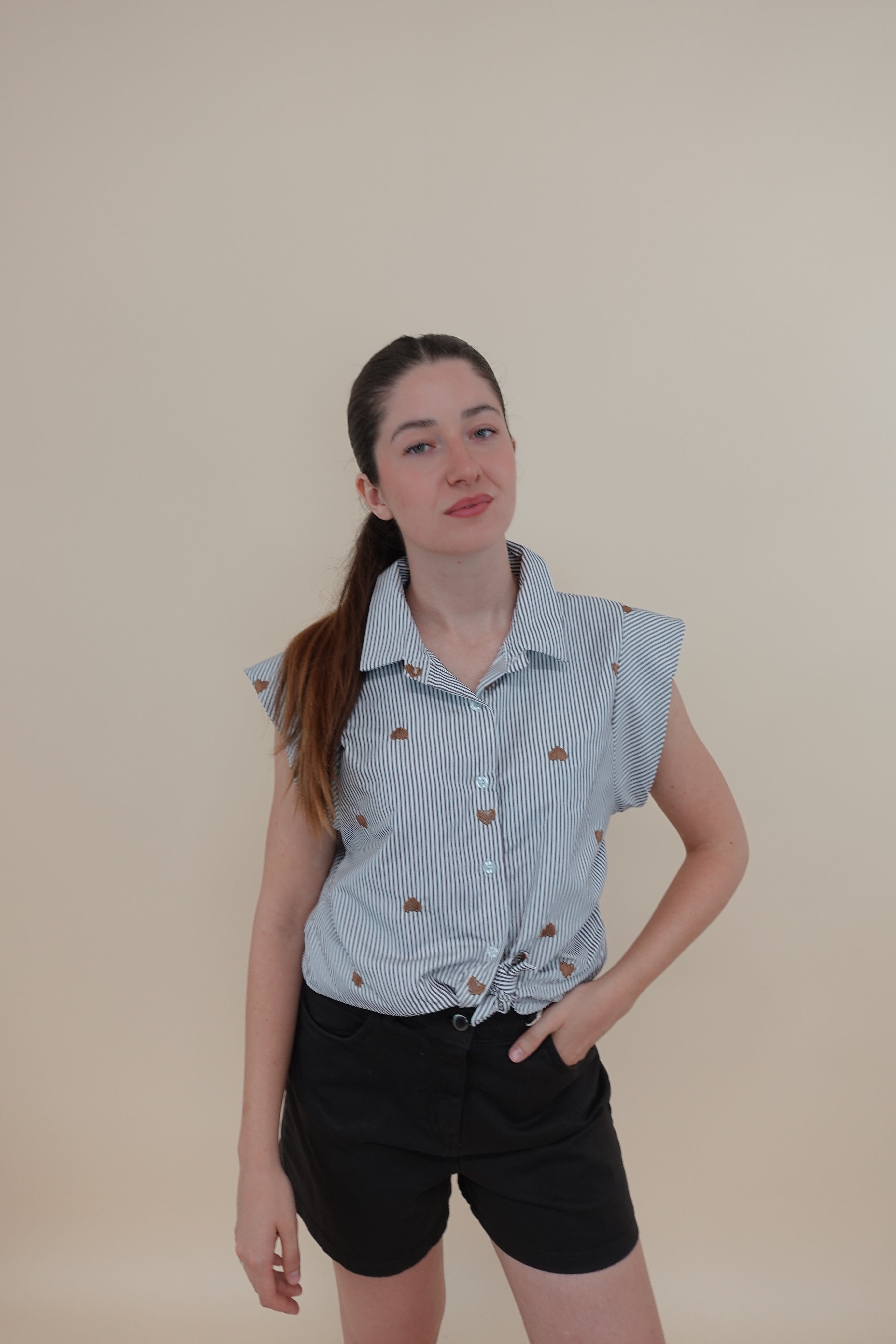 Camicia Heart Smanicata Marrone