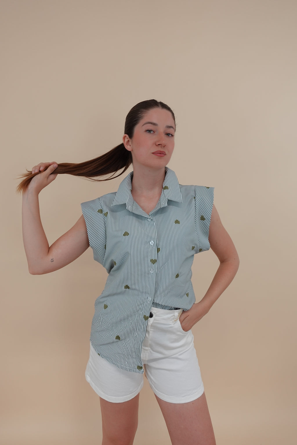 Camicia Heart Smanicata Verde