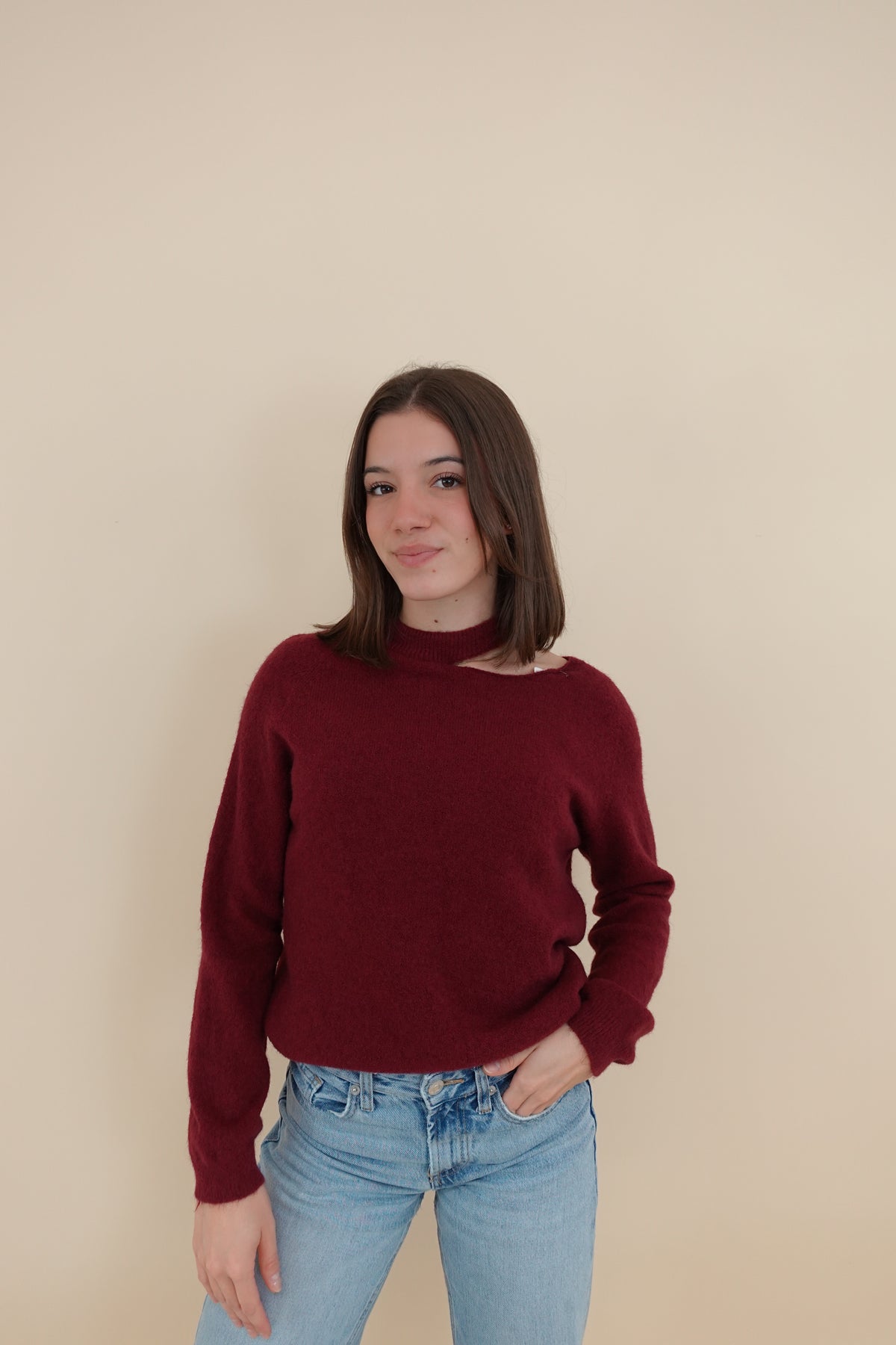 Maglione Cut Bordeaux Small
