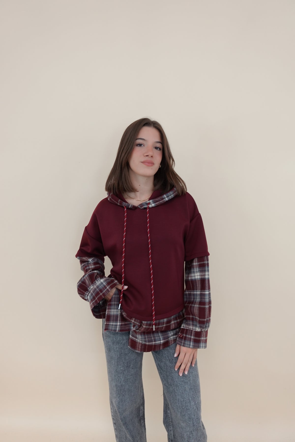 Felpa Scacchi Bordeaux