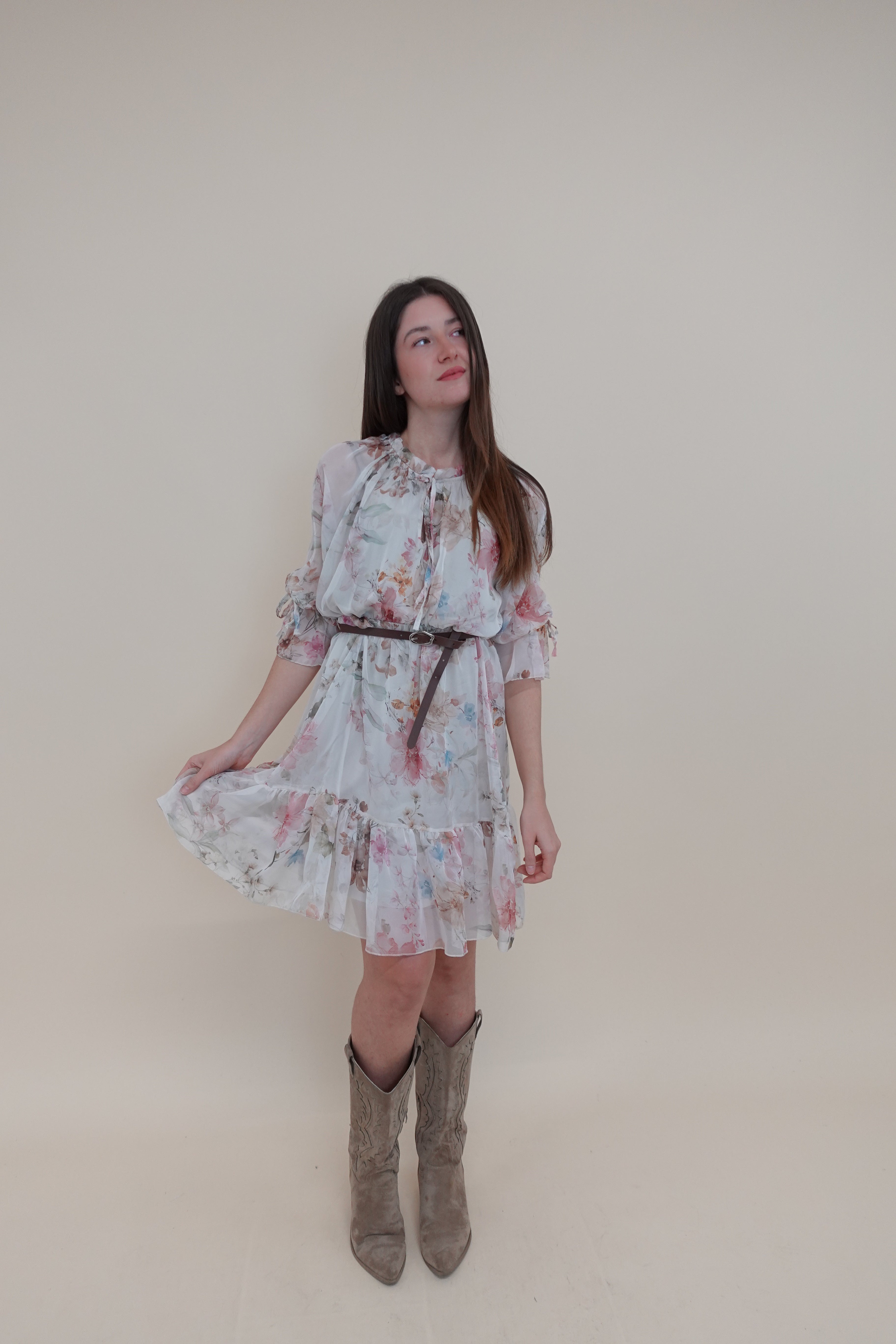 Abito Flowers Bianco