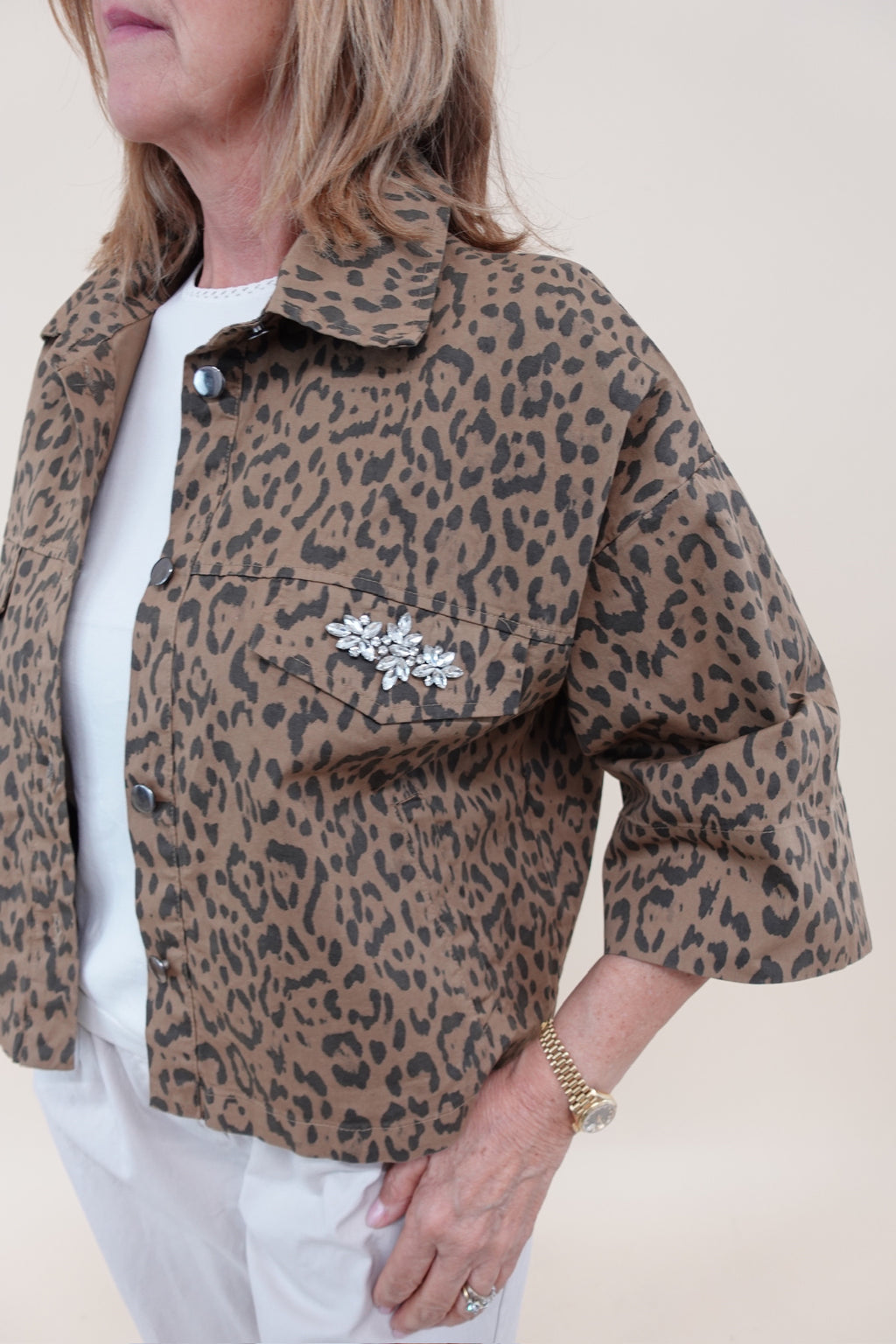 Giacca Shine Leopard Scura